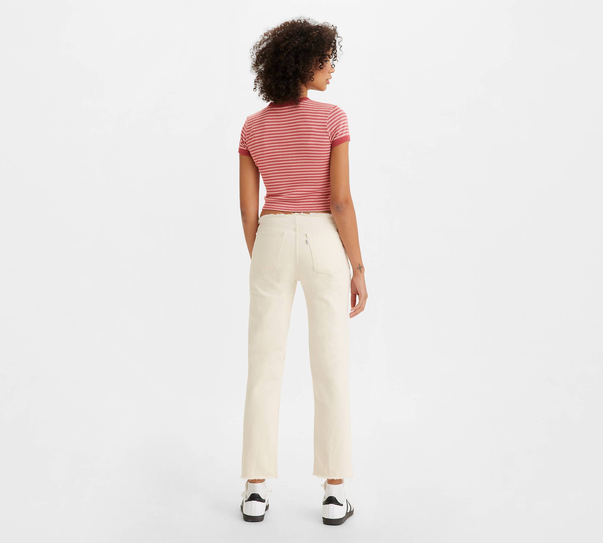Wedgie Straight Ripped Waistband Jeans - White | Levi's® DE