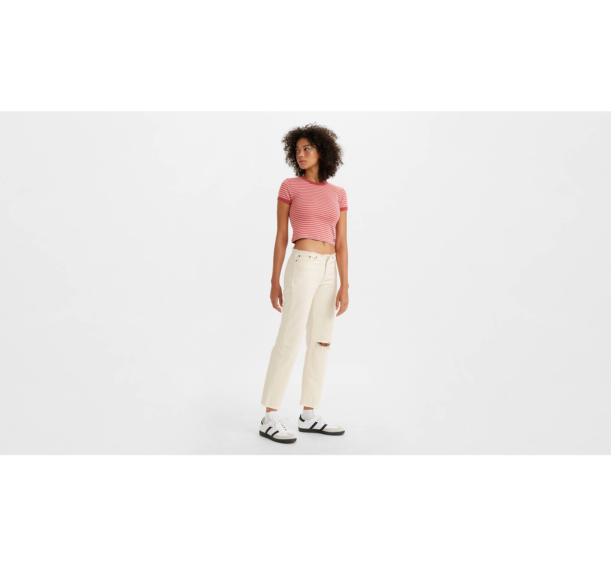 Wedgie Straight Ripped Waistband Jeans - White | Levi's® AL