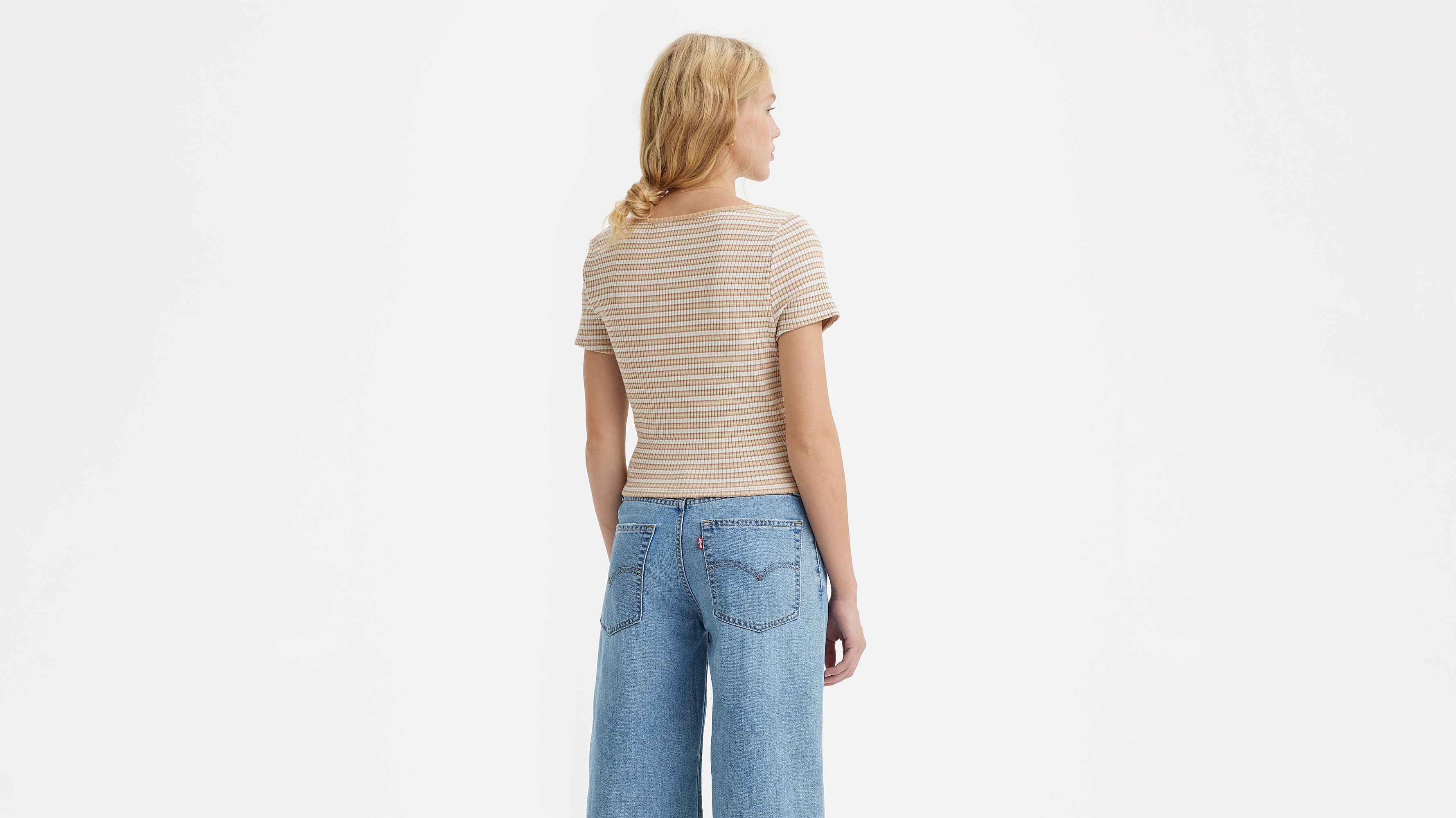 Levi's Short Sleeve Britt Snap Front Top In Pebble