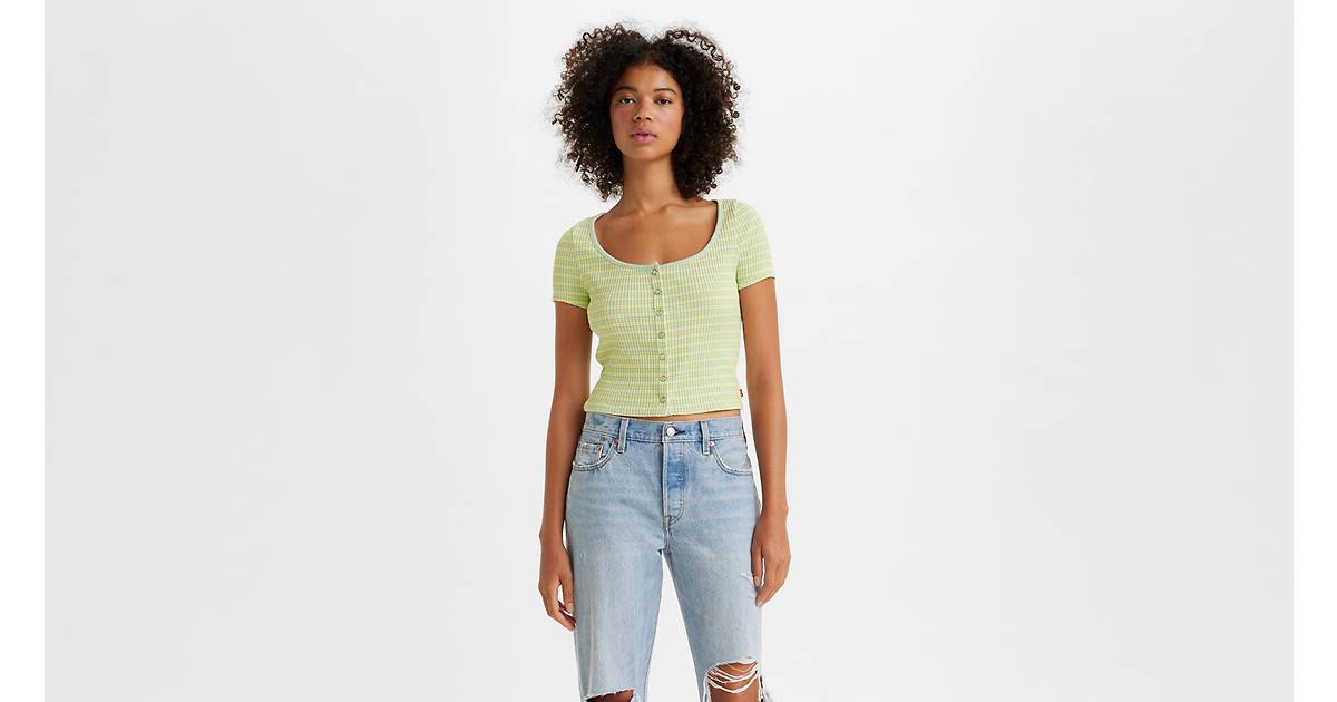 Short Sleeve Britt Snap Front Top - Green | Levi's® US