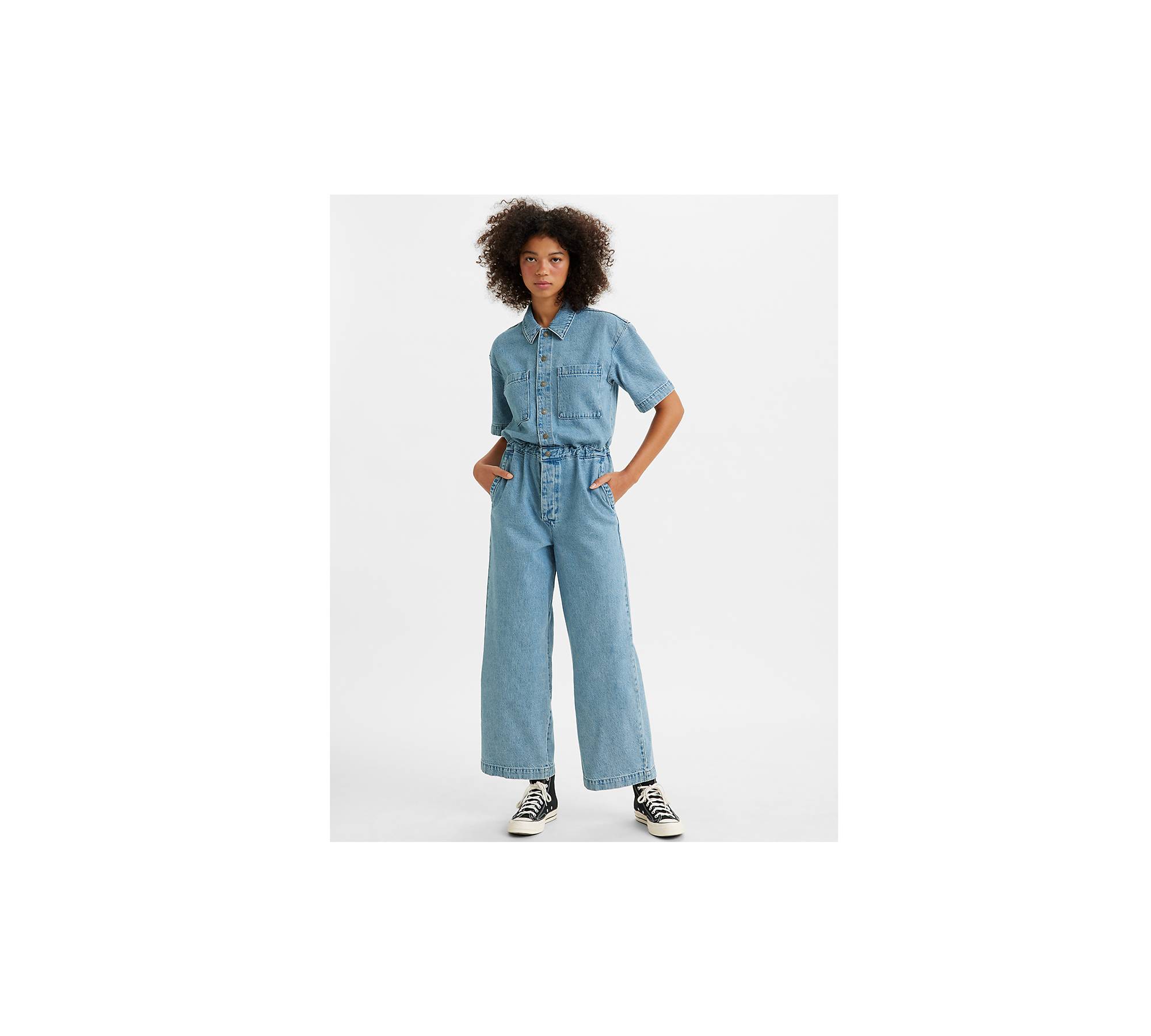Button Front Tie Front Jumpsuit, Casual Short Sleeve Jumpsuit For Spring &  Summer, Women's Clothing
