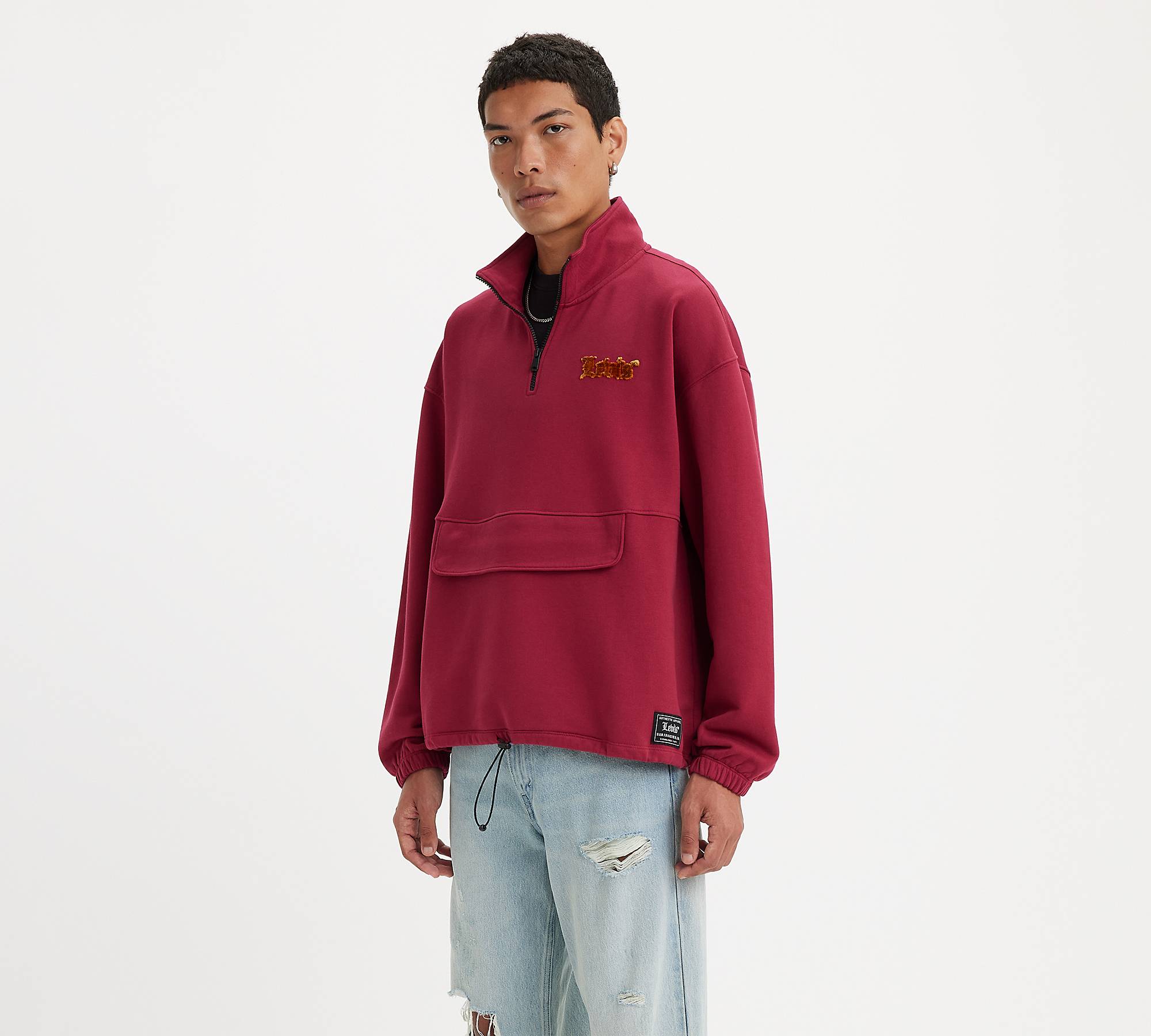 Relaxed Graphic Quarter-zip Sweatshirt - Red | Levi's® RO