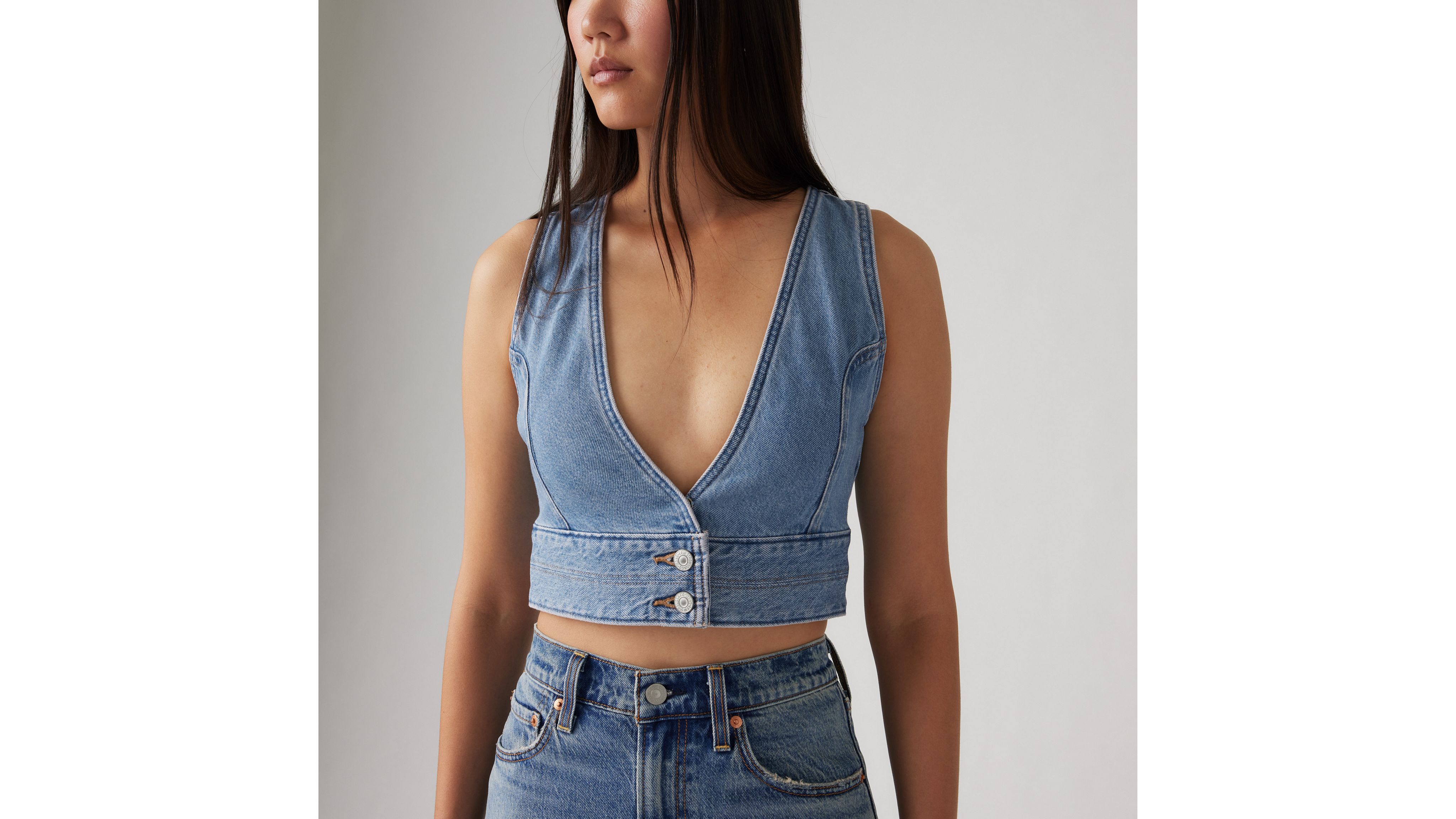 Indigo Blue Denim Crop Top - Women - Ready-to-Wear