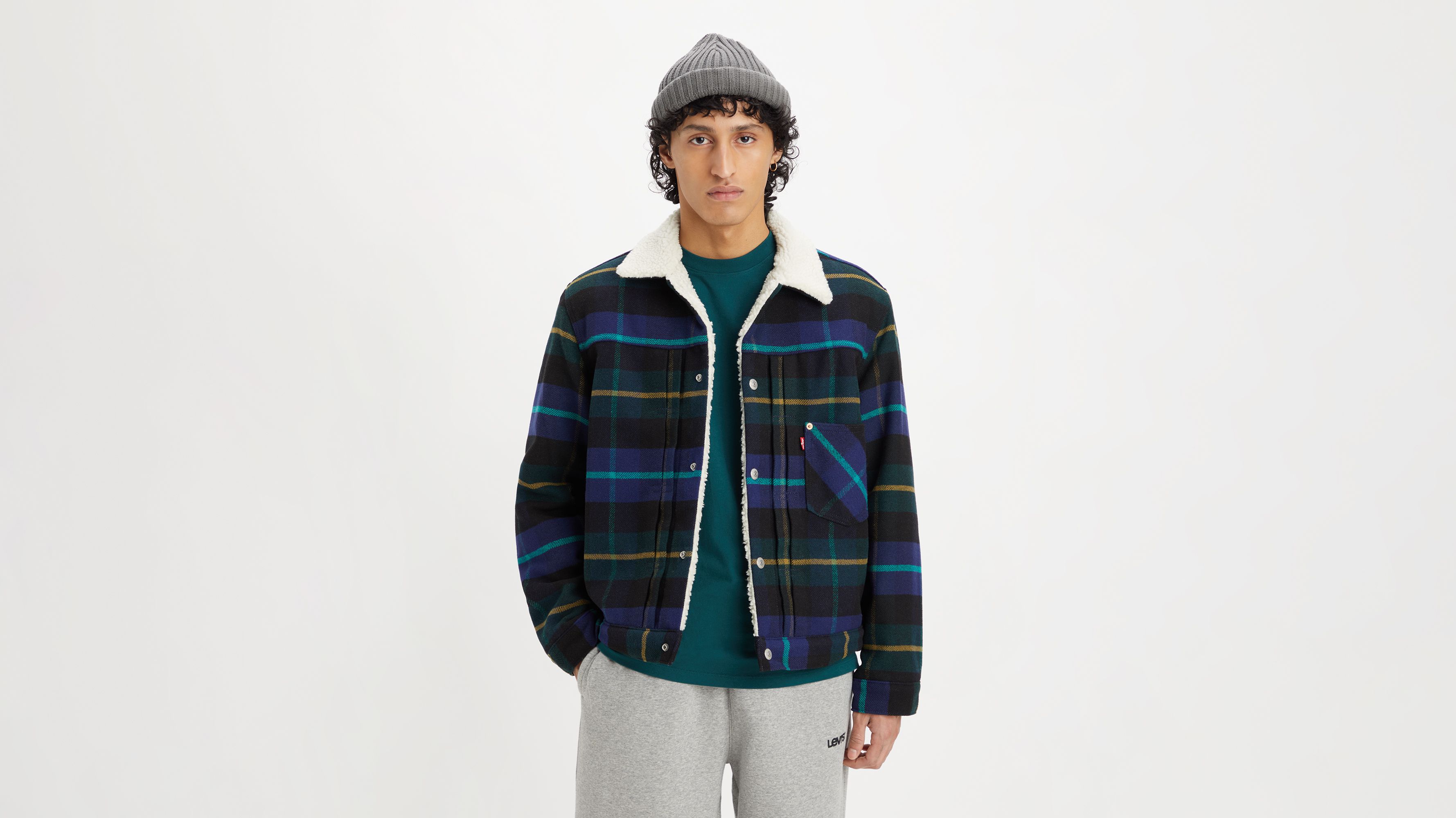 Type I Plaid Sherpa Trucker Jacket - Blue | Levi's® US