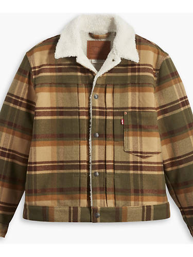 리바이스 Levi Type I Plaid Sherpa Trucker Jacket,Brown Pattern - Multi-Color -