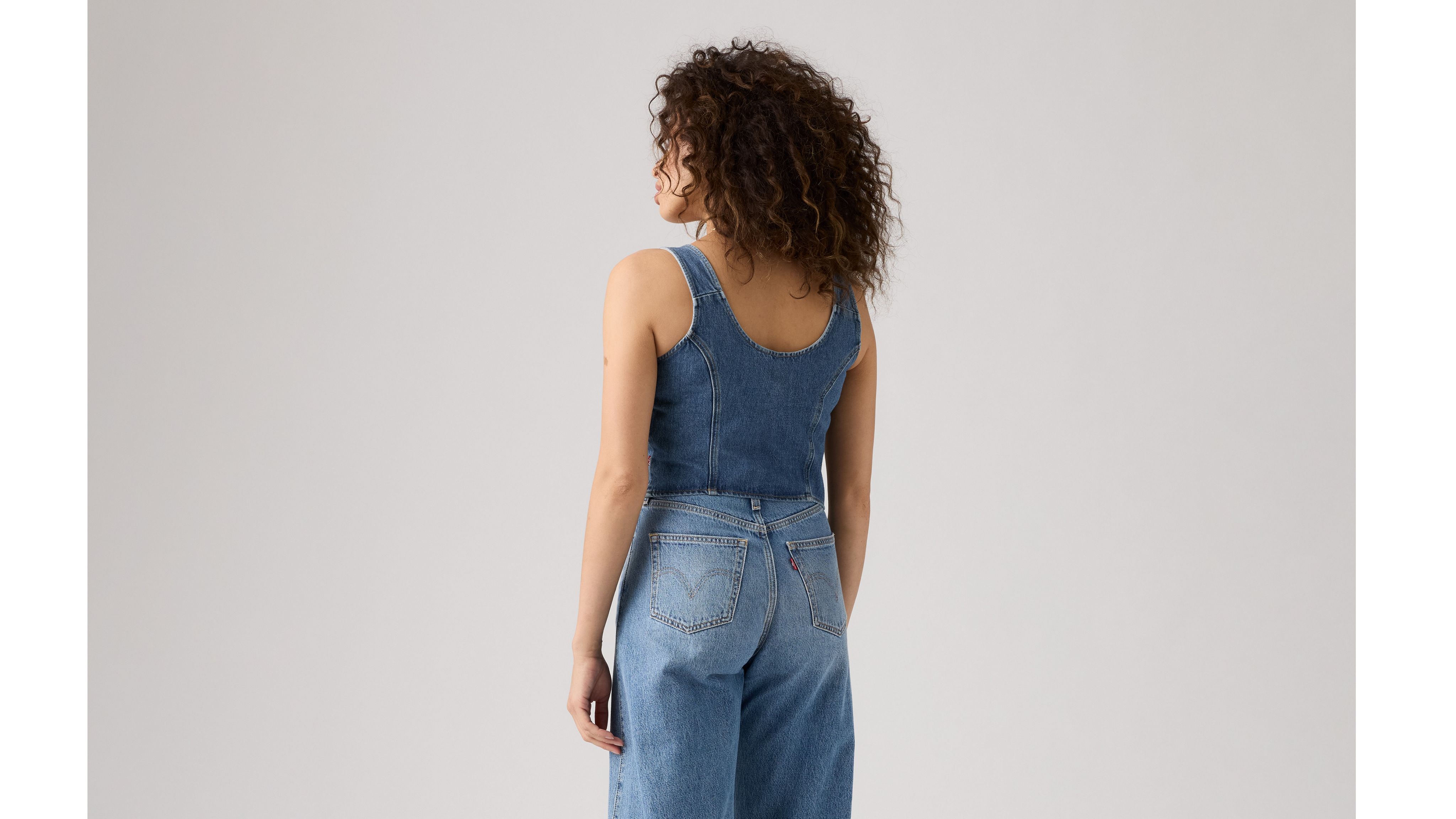 Charlie Denim Crop Top - Medium Wash