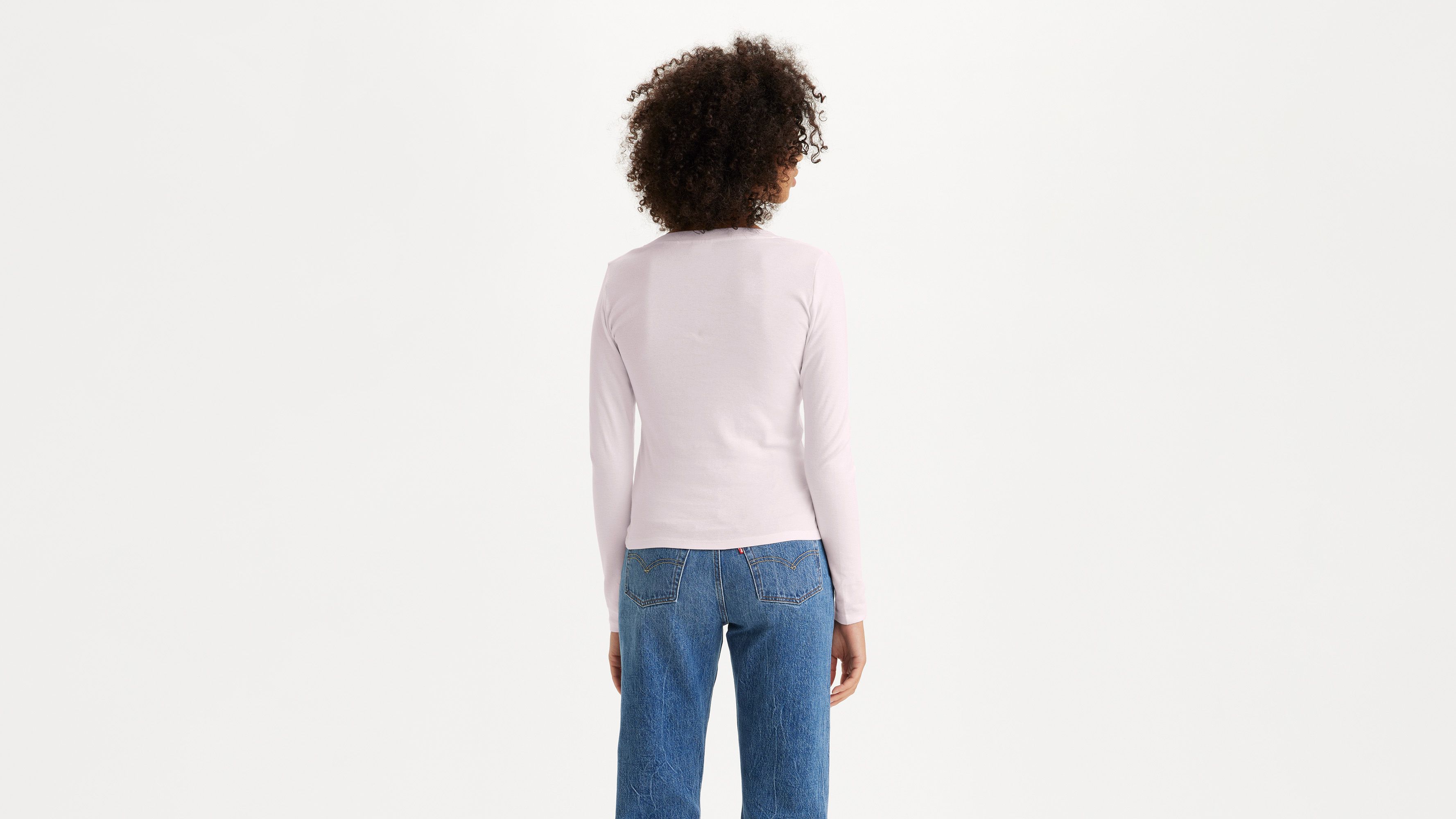 Baby Tee T-shirt met lange mouwen en V-hals 2