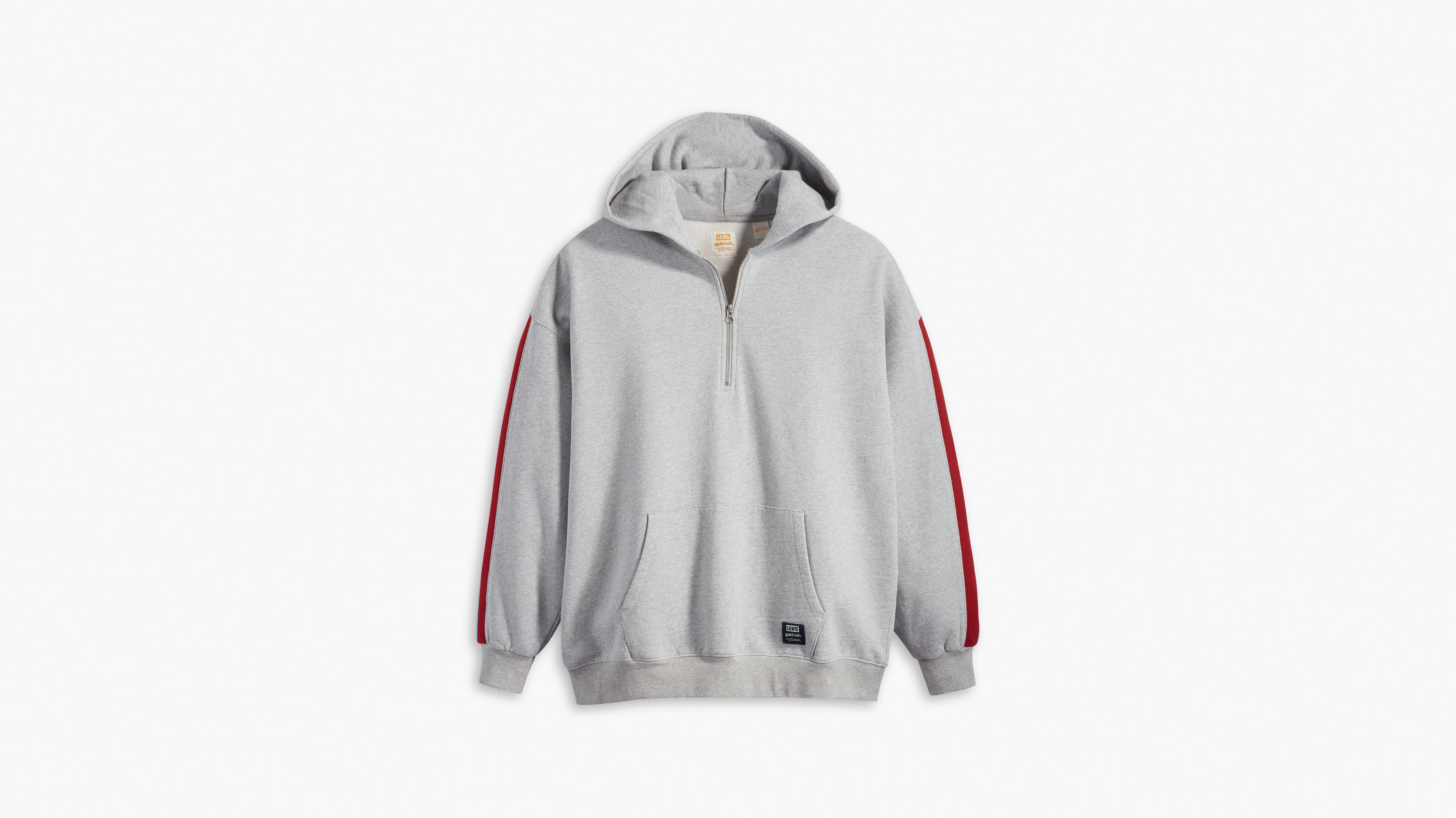 Levi's Gold Tab Half Zip Hoodie Sweatshirt - Men's - Light Grey Bros L