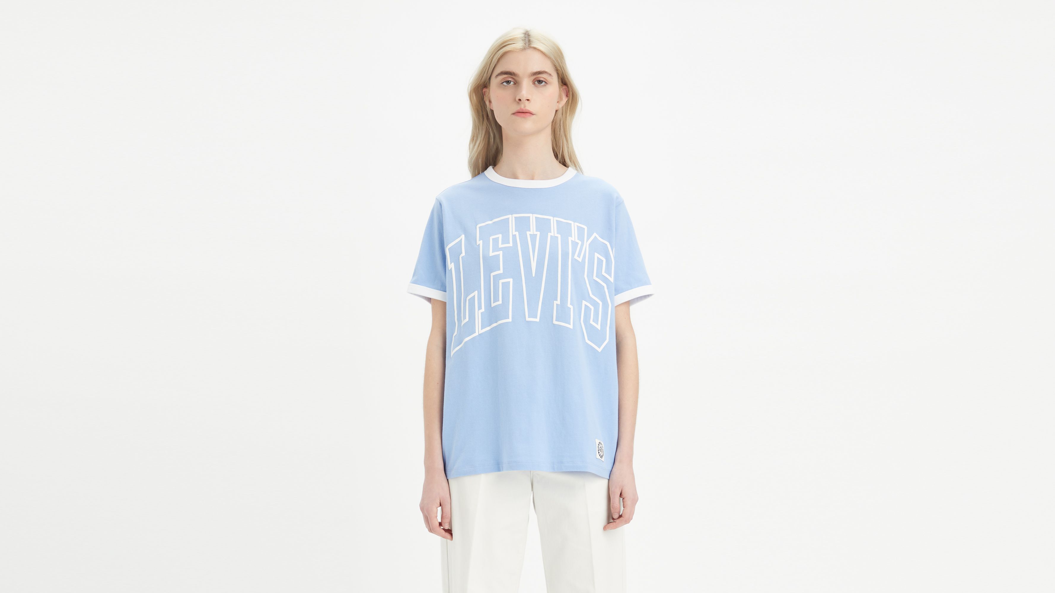 tシャツ Letter print ringer T-shirt レディース Graphic Ringer Tee - Blue | Levi's® XK