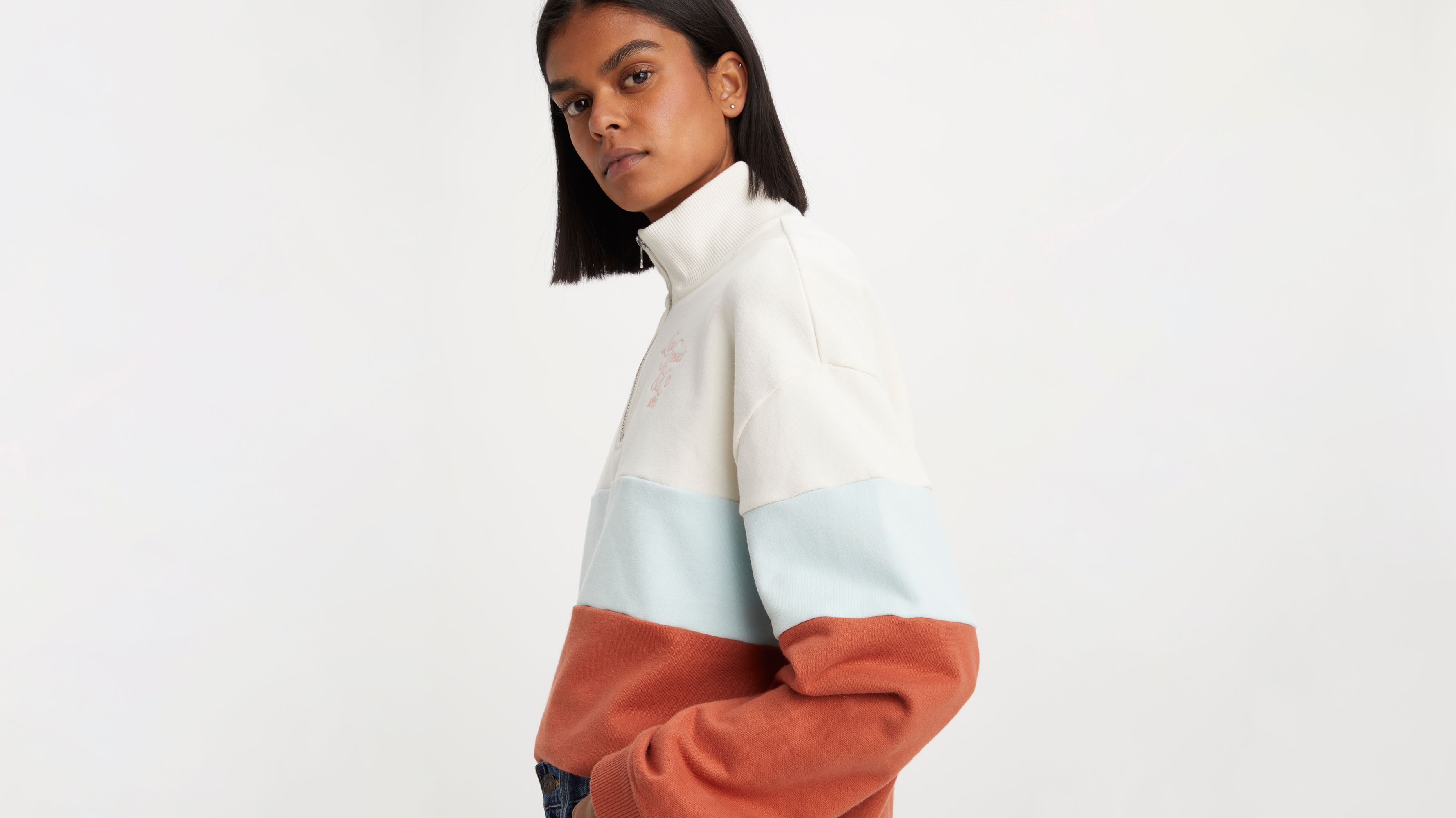 La hearts colorblocked shop half zip sweatshirt