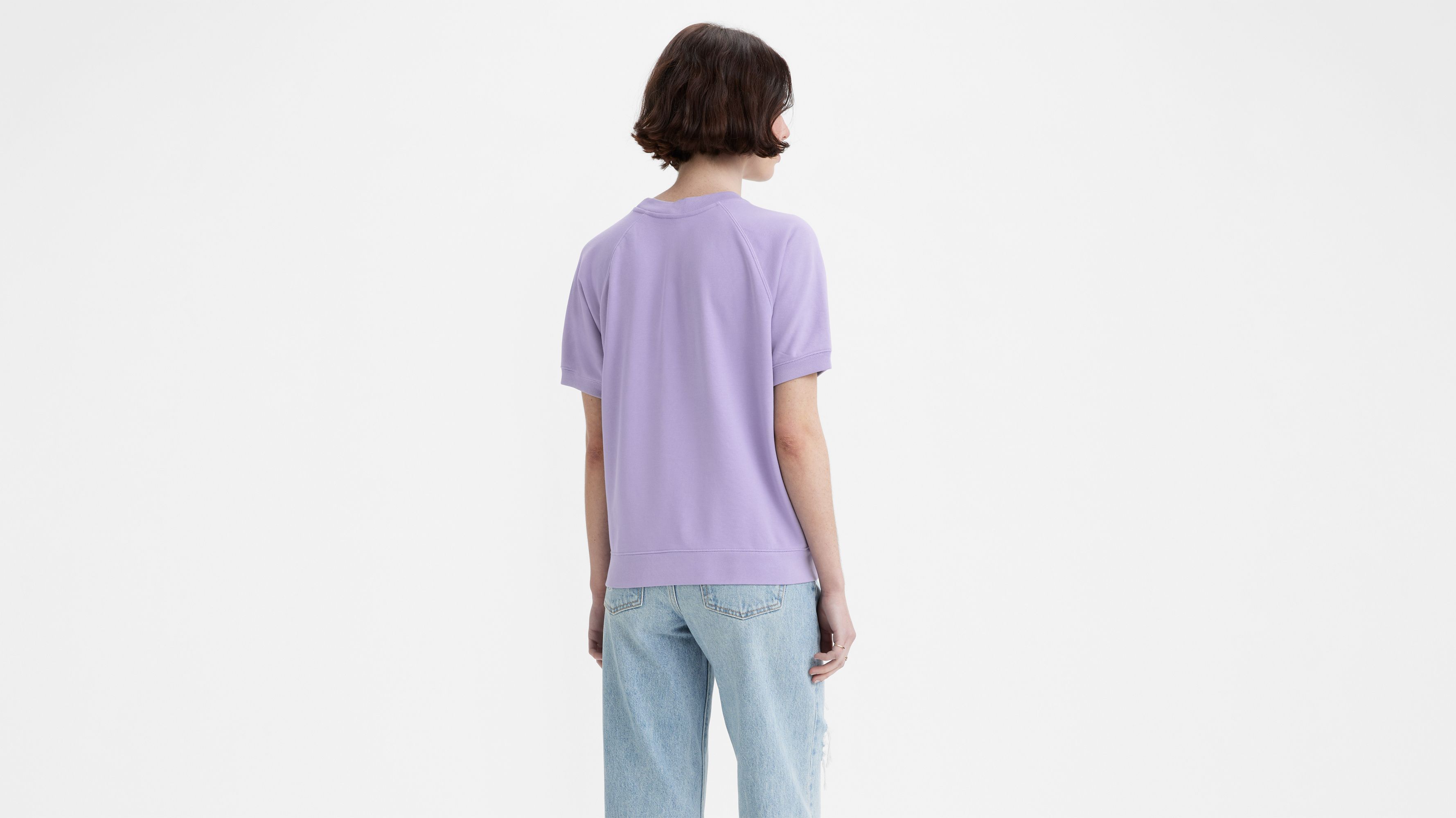 Graphic Short Sleeve Sweatshirt - Purple