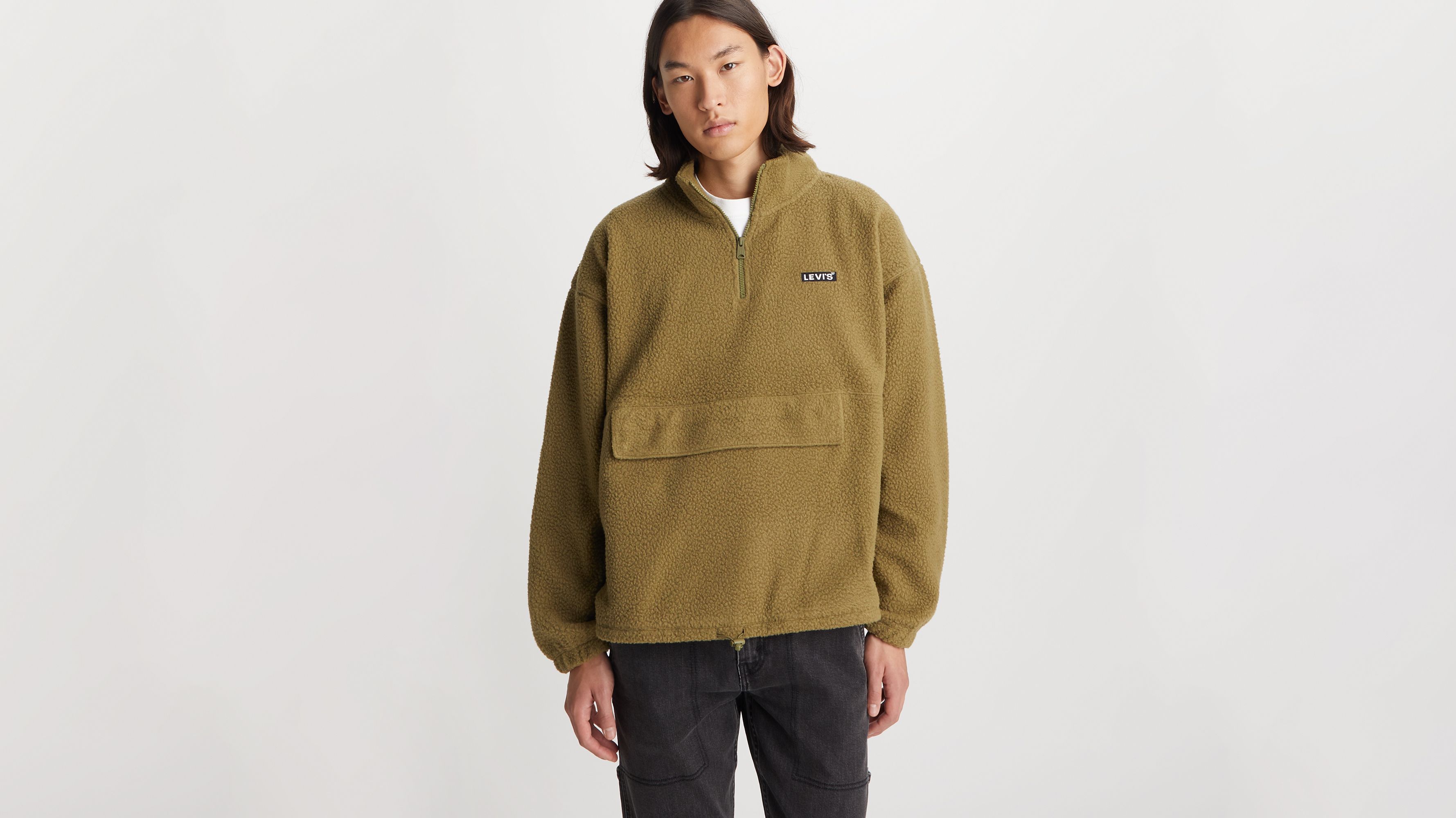 Quarter-zip Mockneck Sherpa Pullover - Green | Levi's® LT