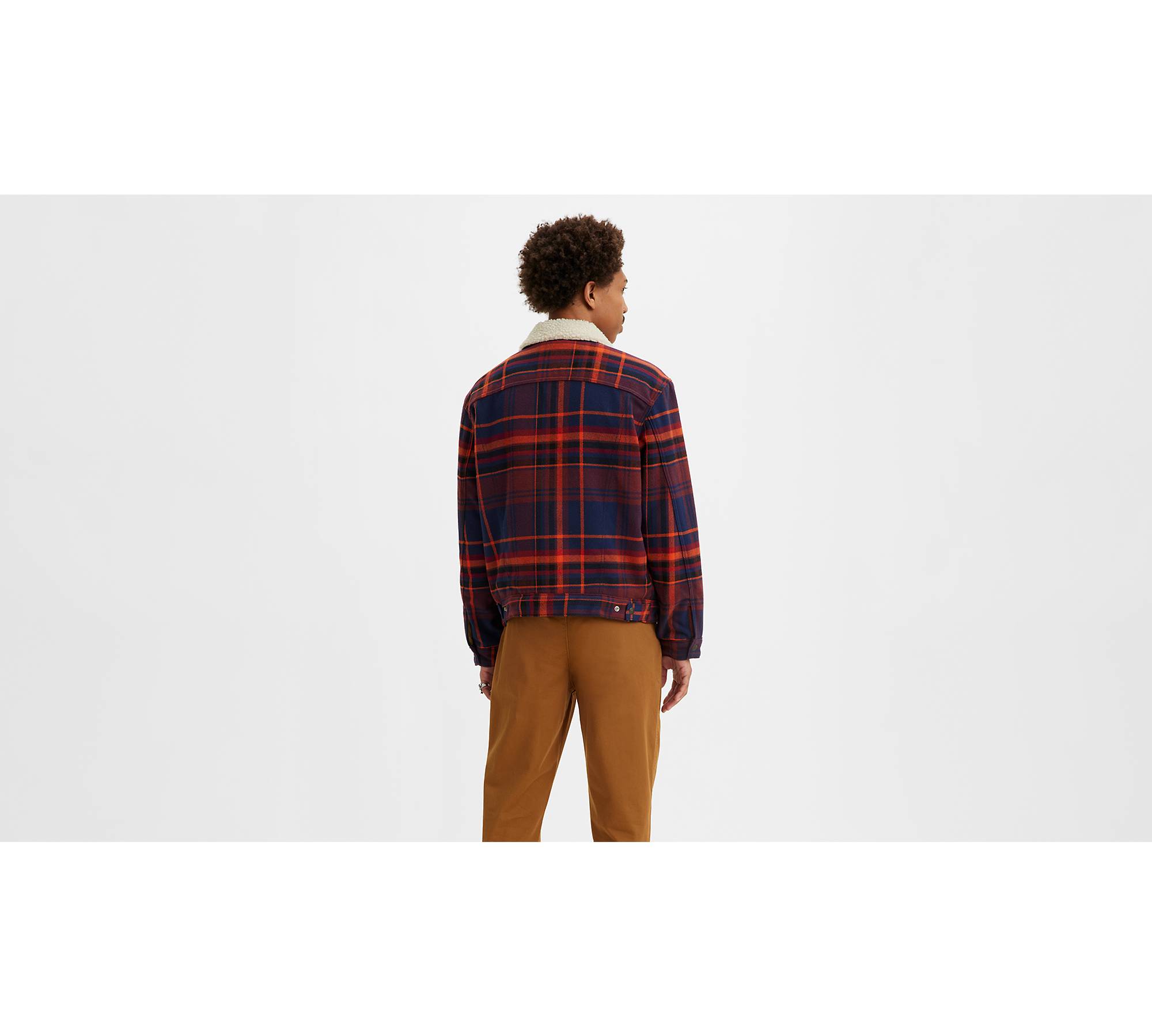 Plaid Vintage Relaxed Fit Trucker Jacket - Multi-color