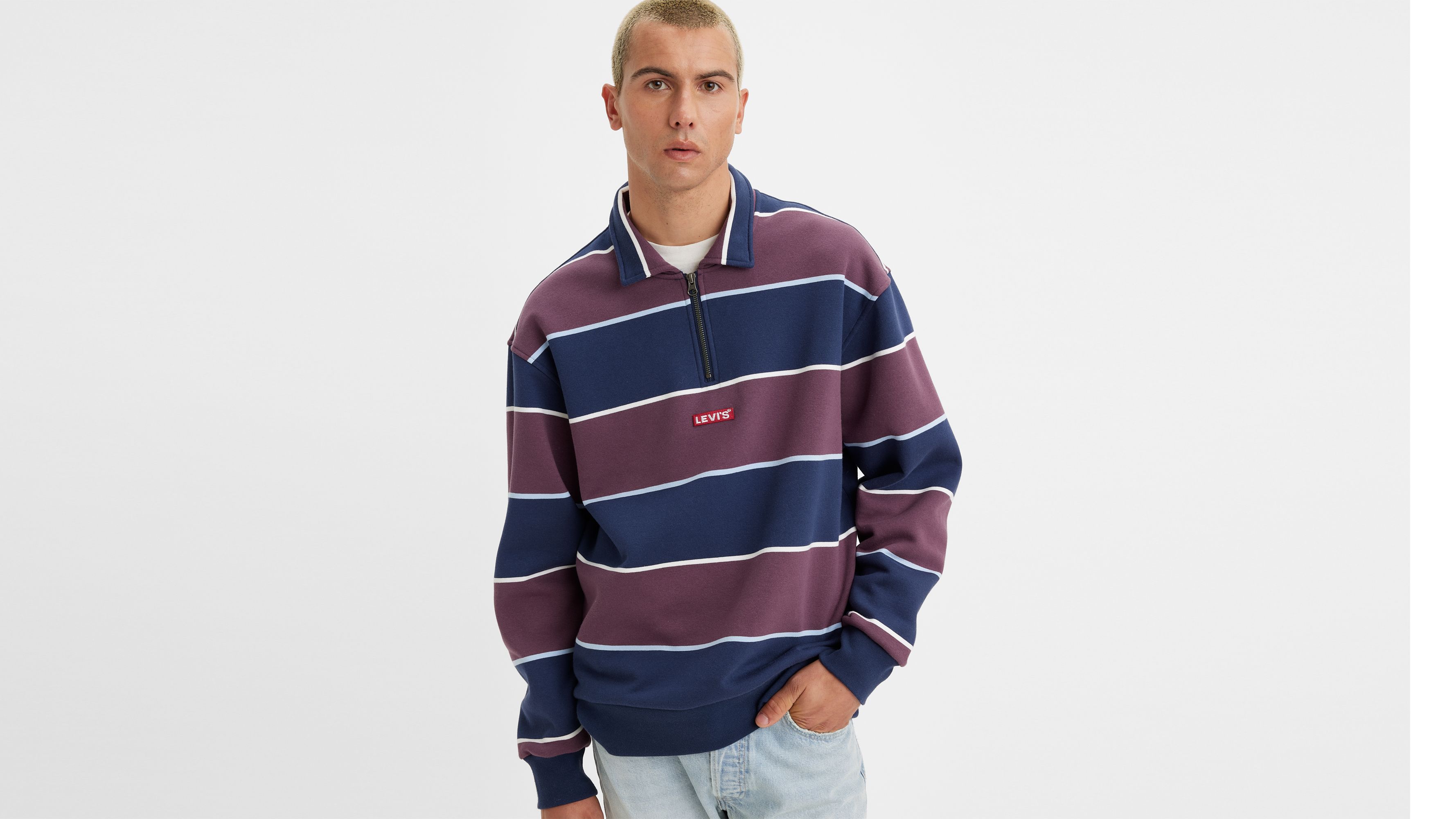 Levi's Skate New Quarter Zip Pullover - Men's - Brillo Azul XS