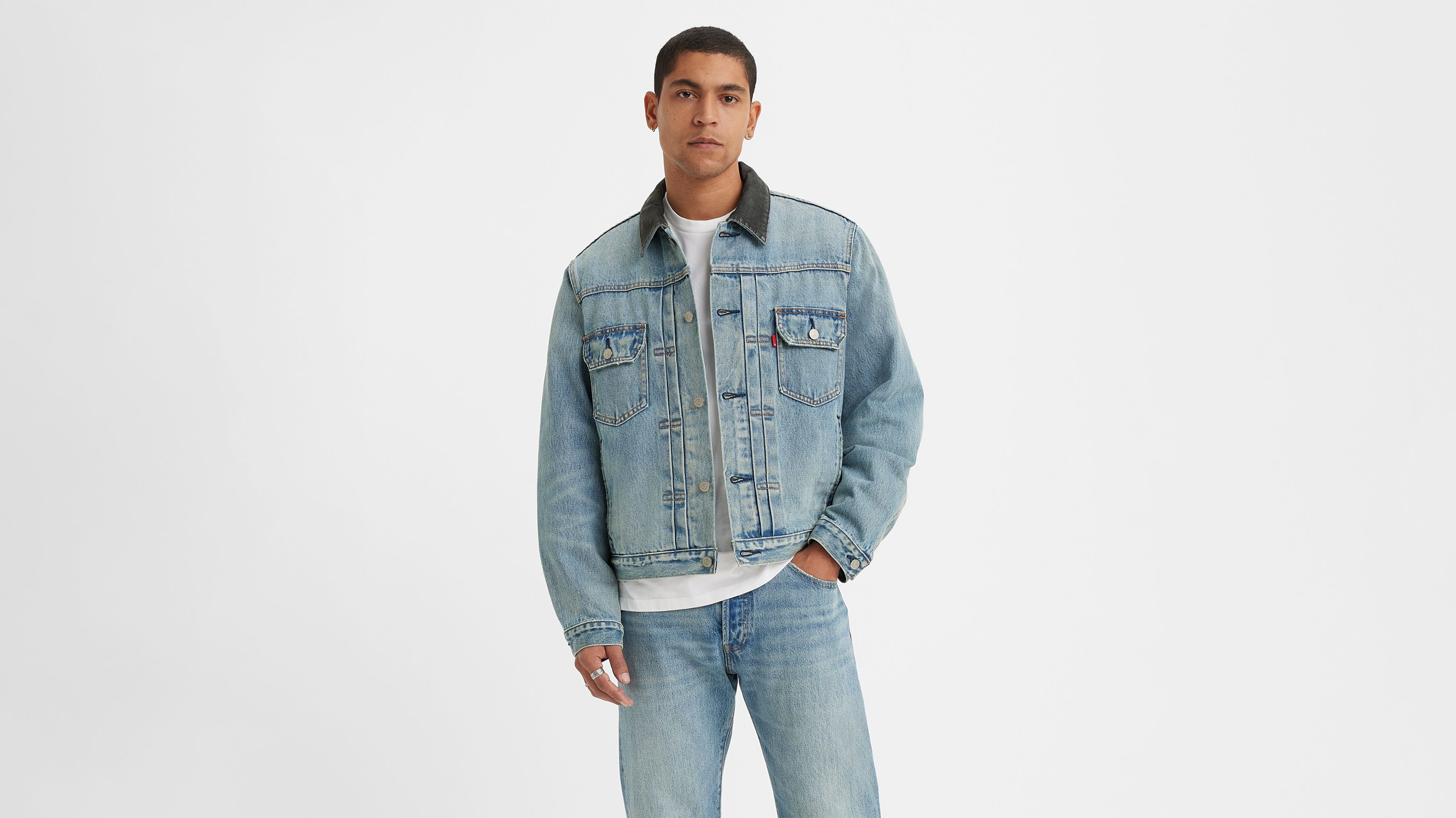 STUSSY LEVI'S EMBOSSED TRUCKER JACKET XL袖丈64cm