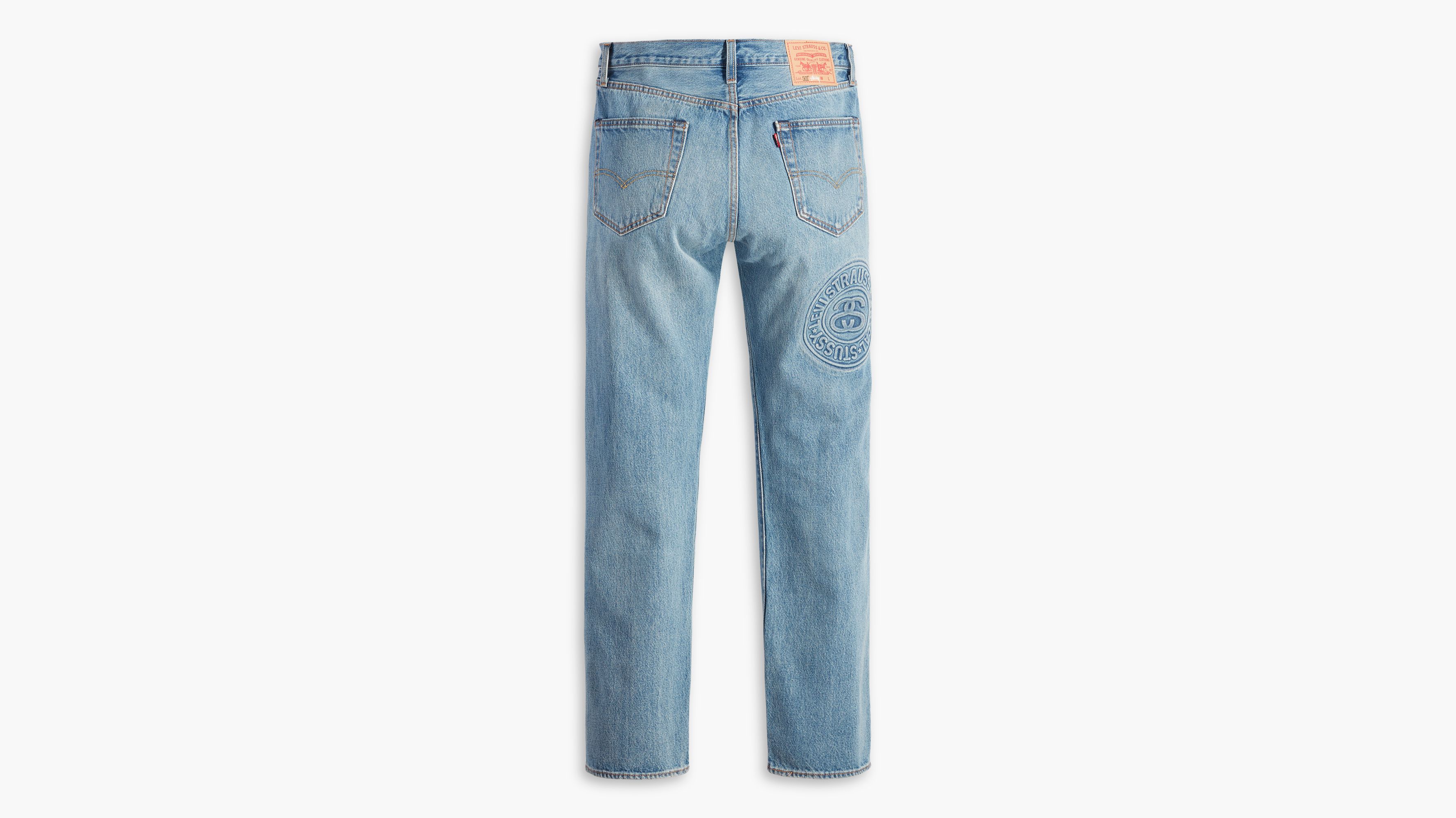 カラーブルー34インチ STUSSY LEVI’S Embossed 501 Denim 青