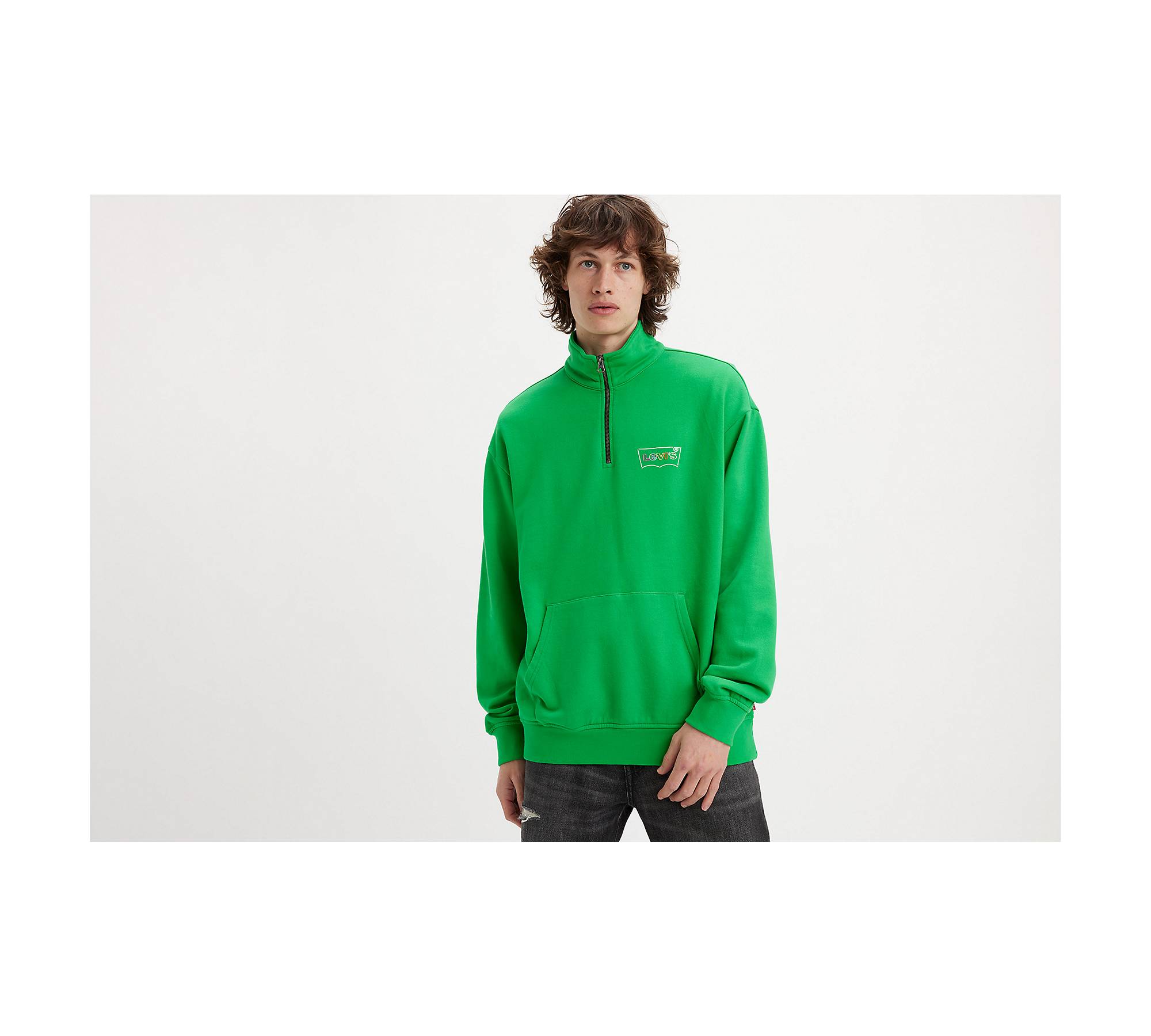 Relaxed Fit Graphic 1/4 Zip Sweatshirt - Green | Levi's® CA