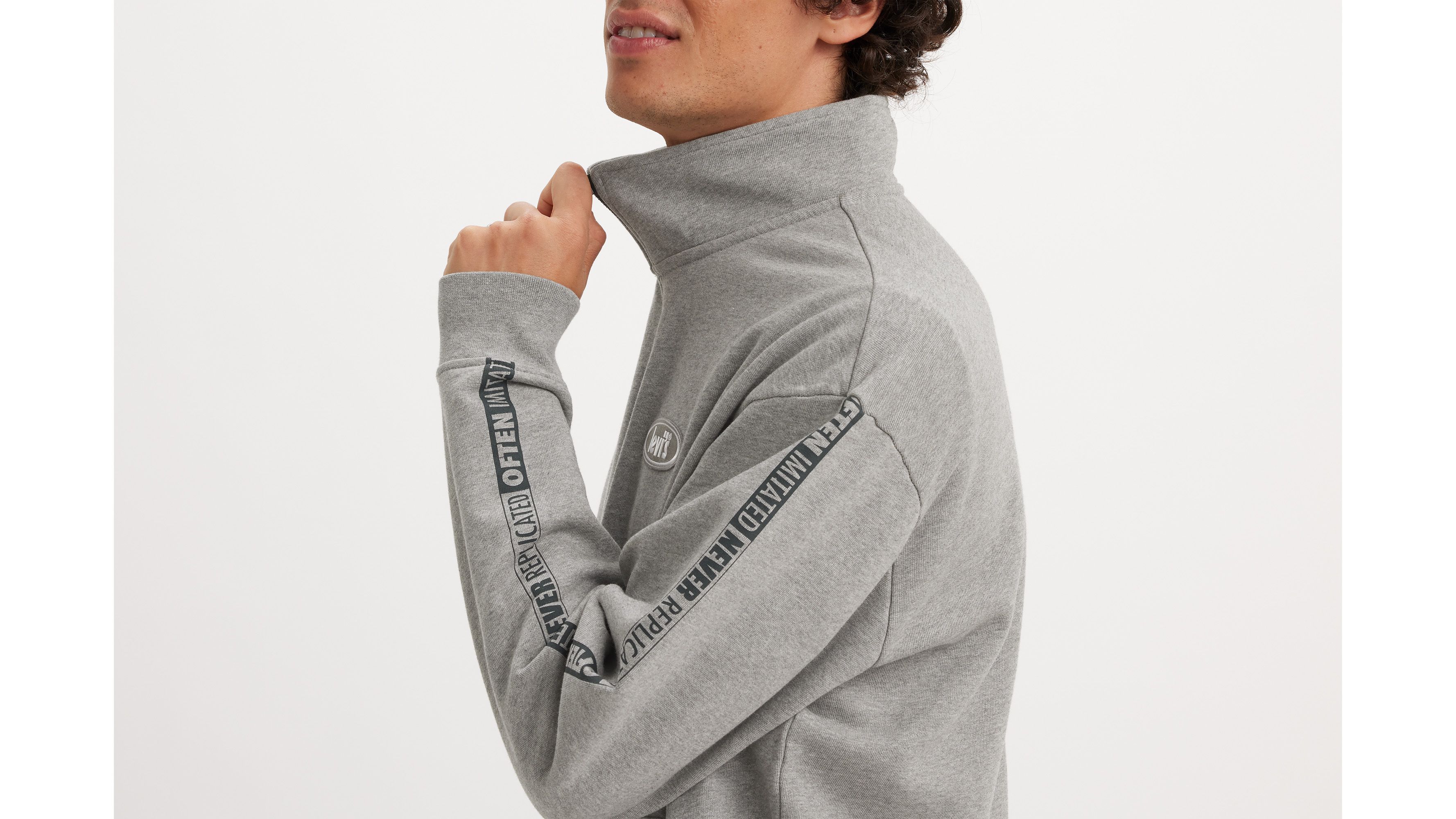 Relaxed Graphic 1/4 Zip Sweatshirt - Blue