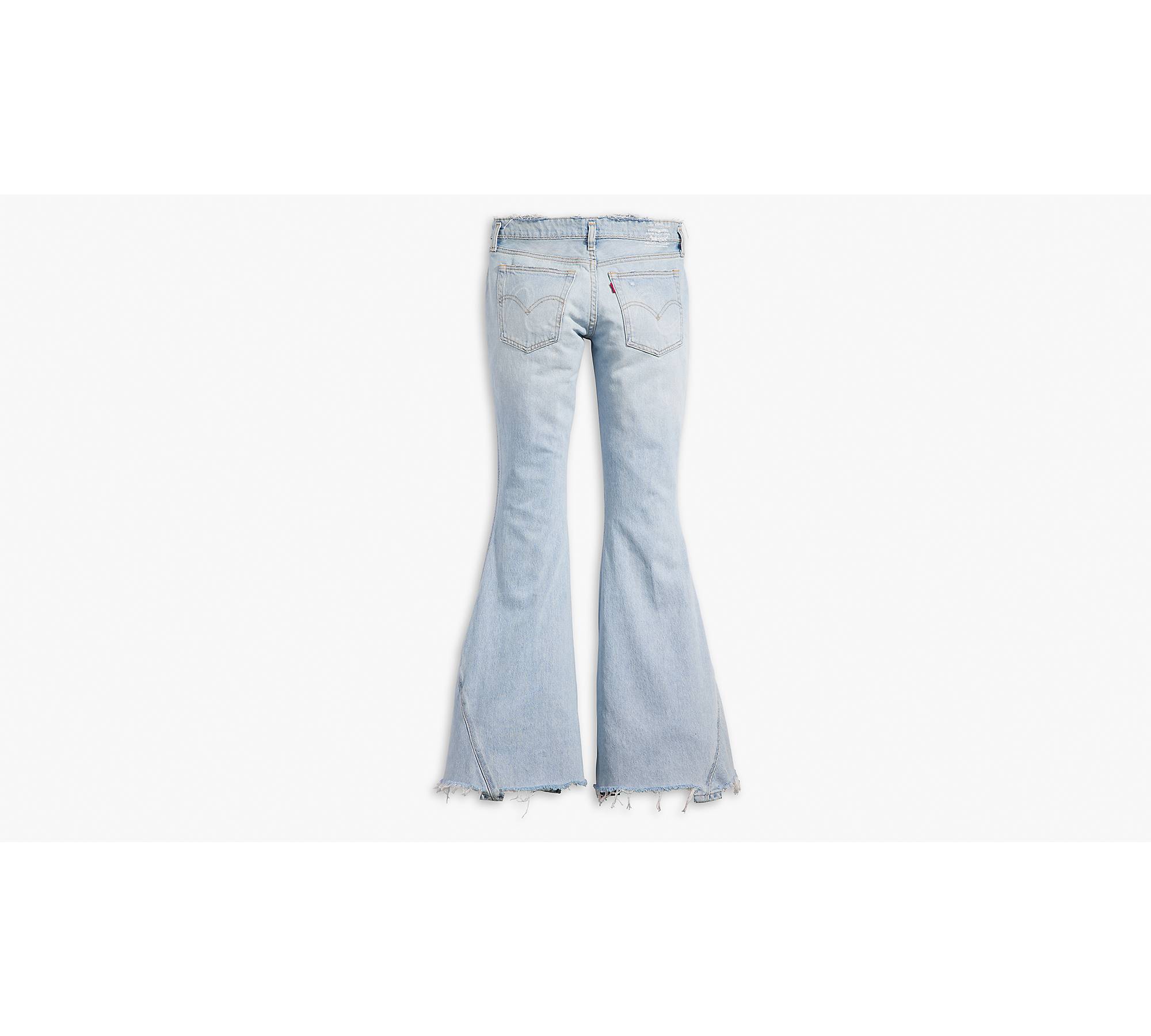 Washed Stretch Low Waist Flare Jeans