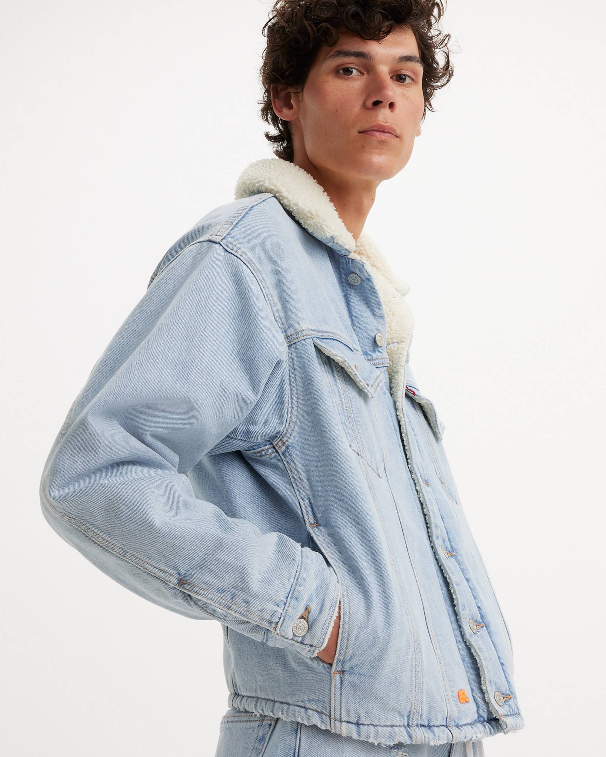Levi's® X Erl Men's Sherpa Trucker Jacket - Light Wash Levi's® X Erl Men's Sherpa Trucker Jacket - Light Wash
