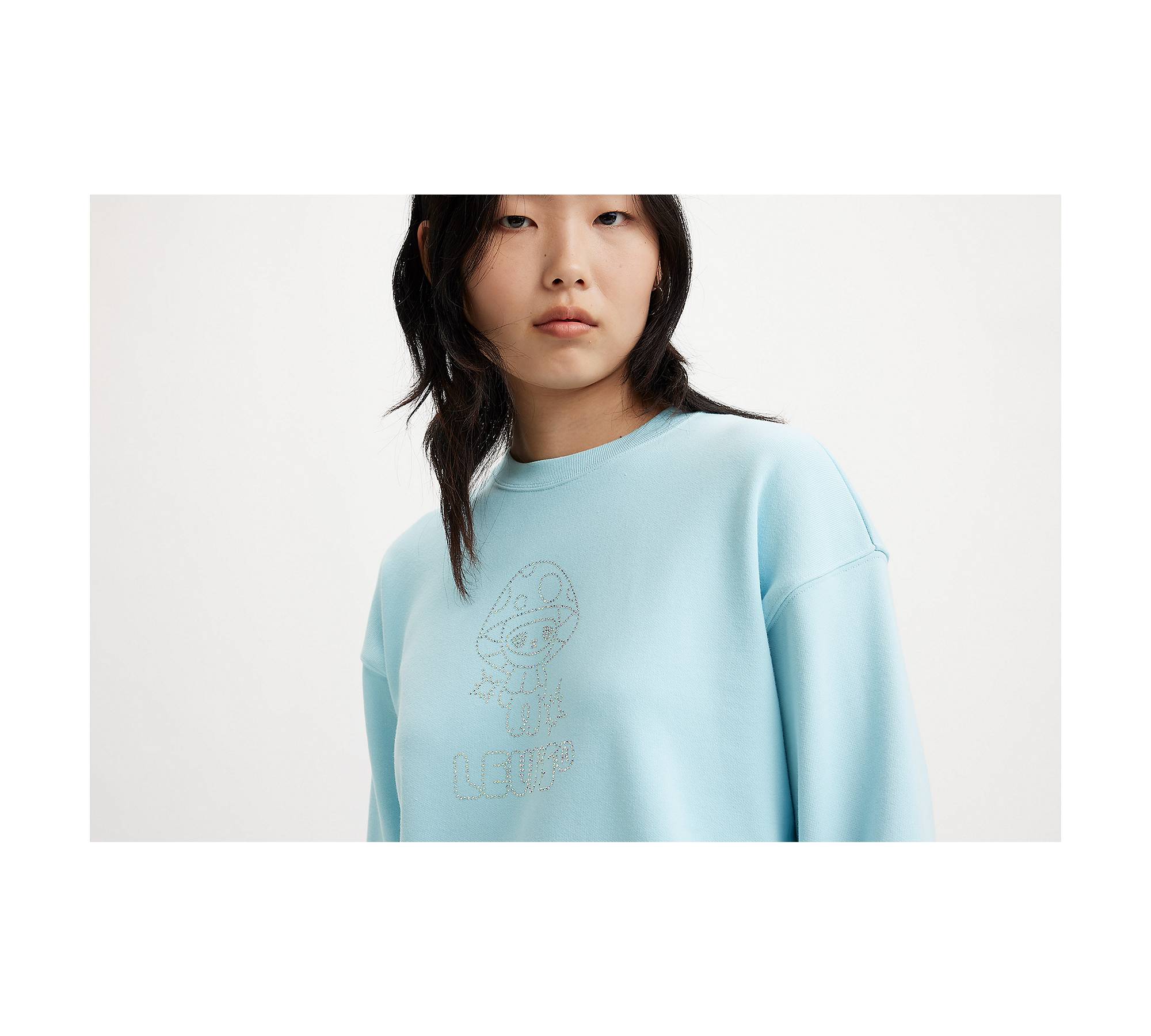 Graphic Gardenia Mockneck Sweatshirt - Blue