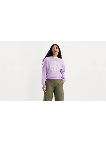 리바이스 Levi Graphic Salinas Crewneck Sweatshirt,Purple Rose - Purple