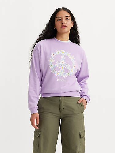 리바이스 Levi Graphic Salinas Crewneck Sweatshirt,Purple Rose - Purple
