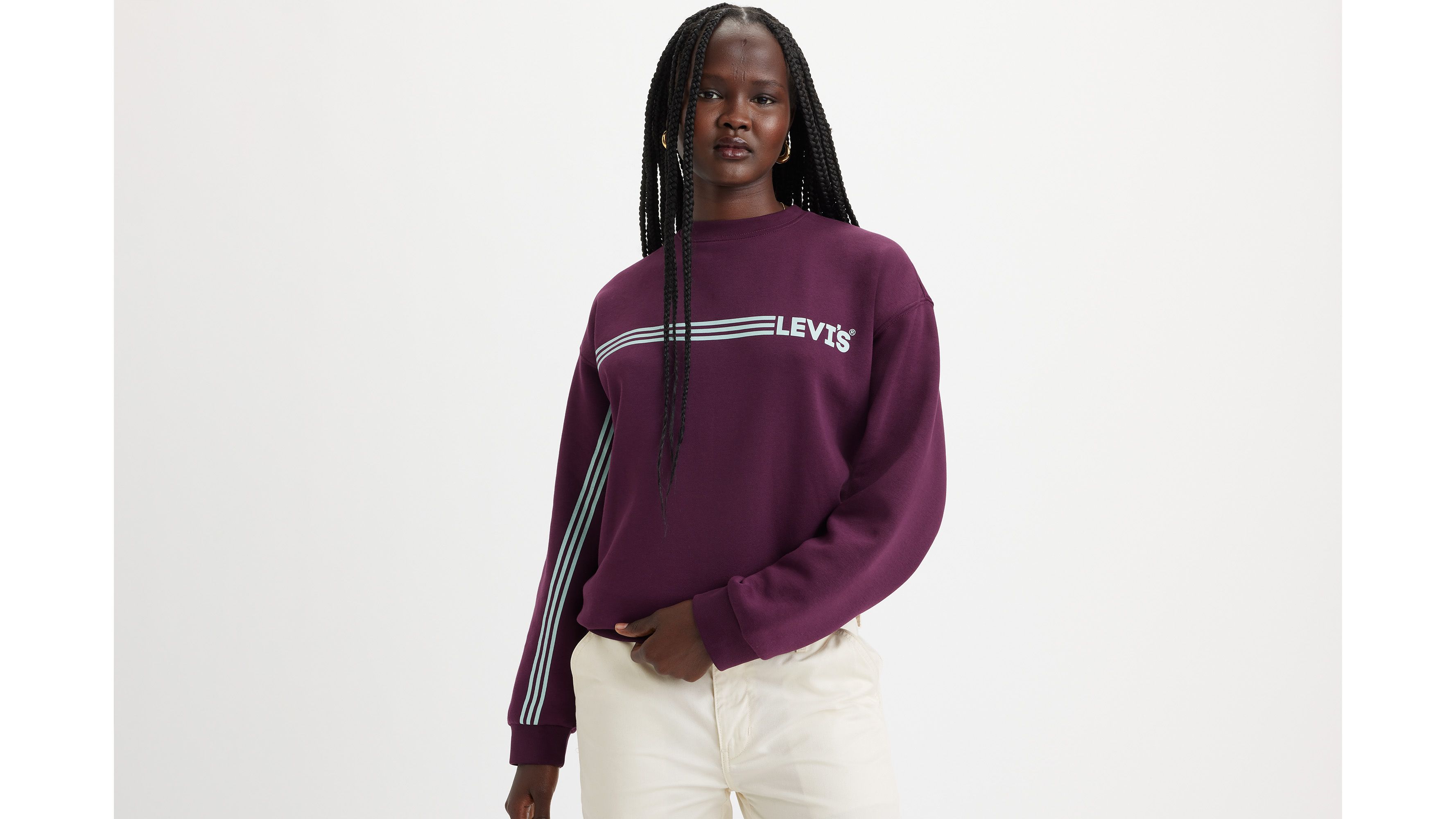 purple blue sweatshirt