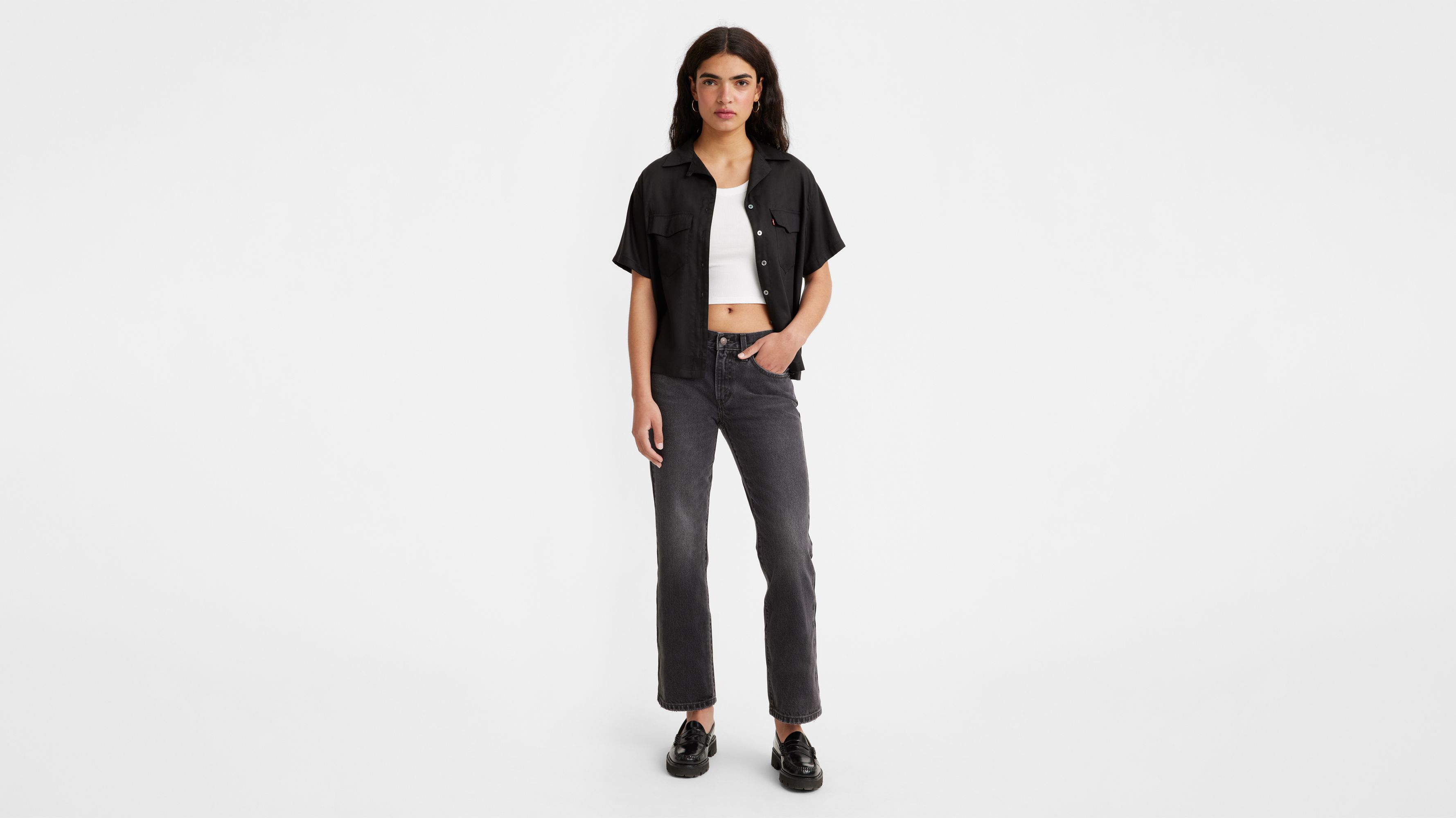 Signature Mid-Rise Denim, Bootcut (Black Rinse)