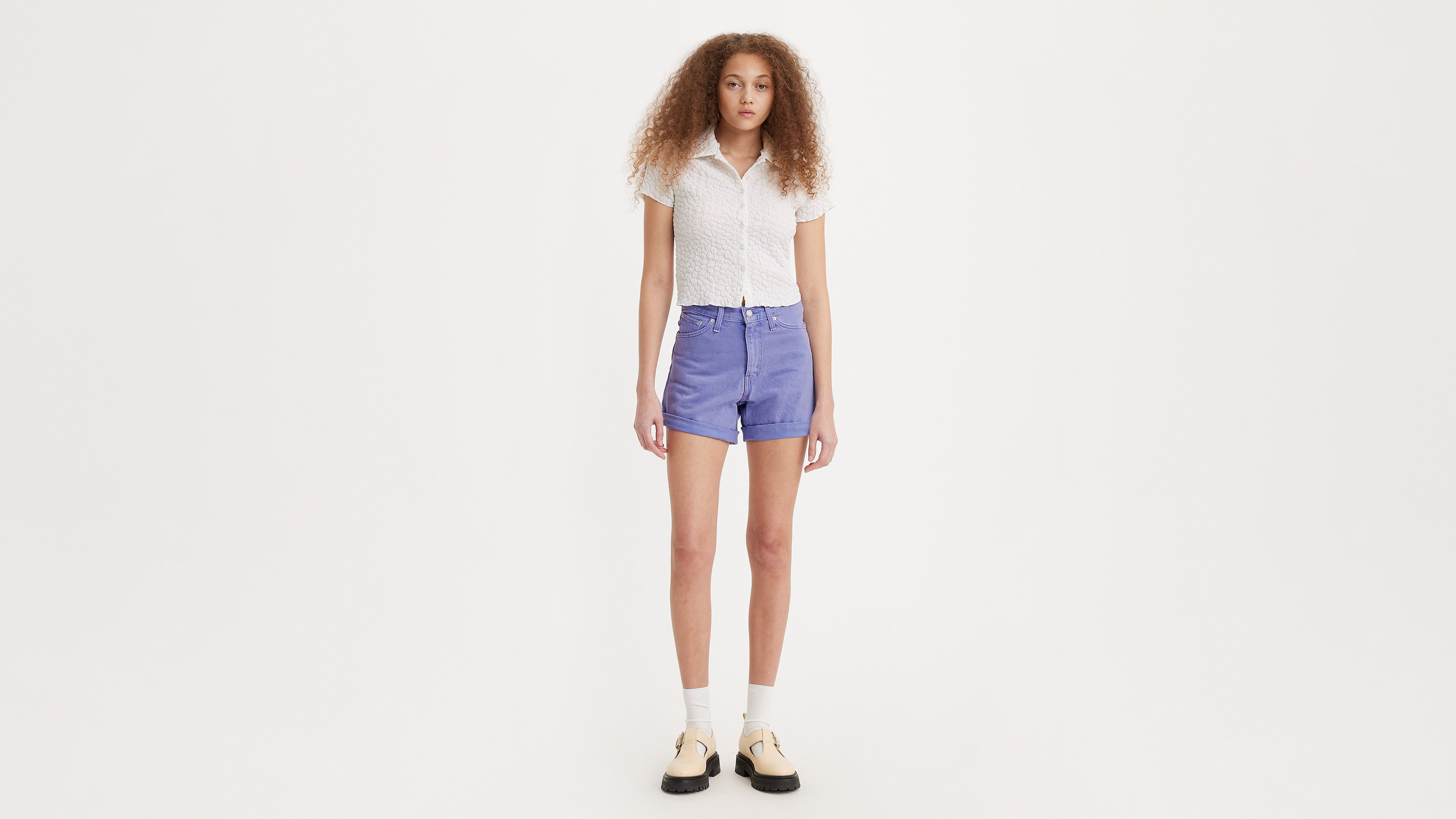 Buy MIXT by Nykaa Fashion Purple Solid Denim Shorts Online