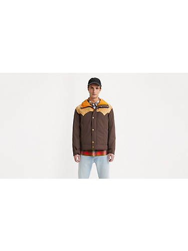 리바이스 Levi Webster Western Puffer Jacket,Chocolate - Brown