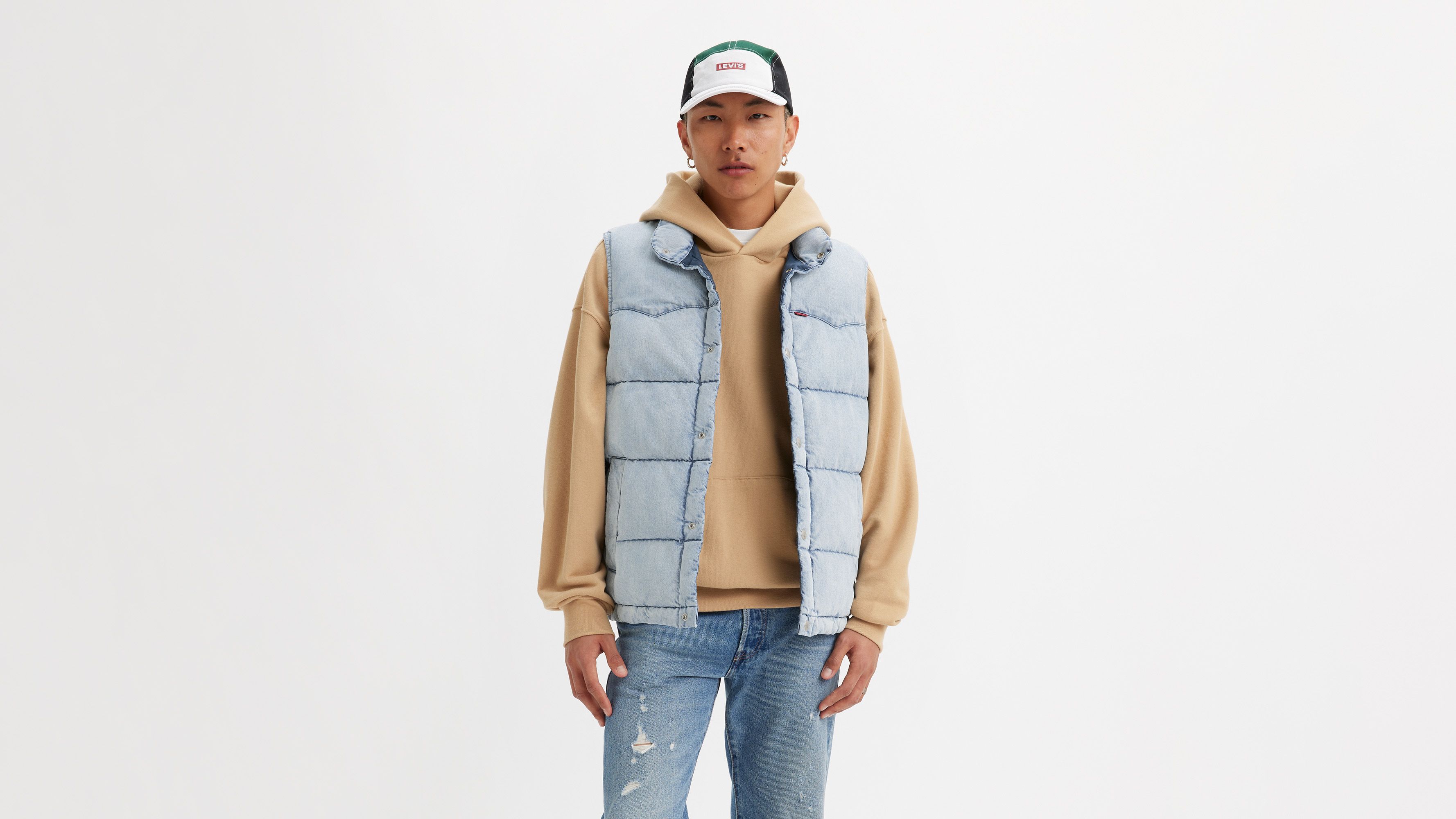 Western Super Puffer Vest - Blue