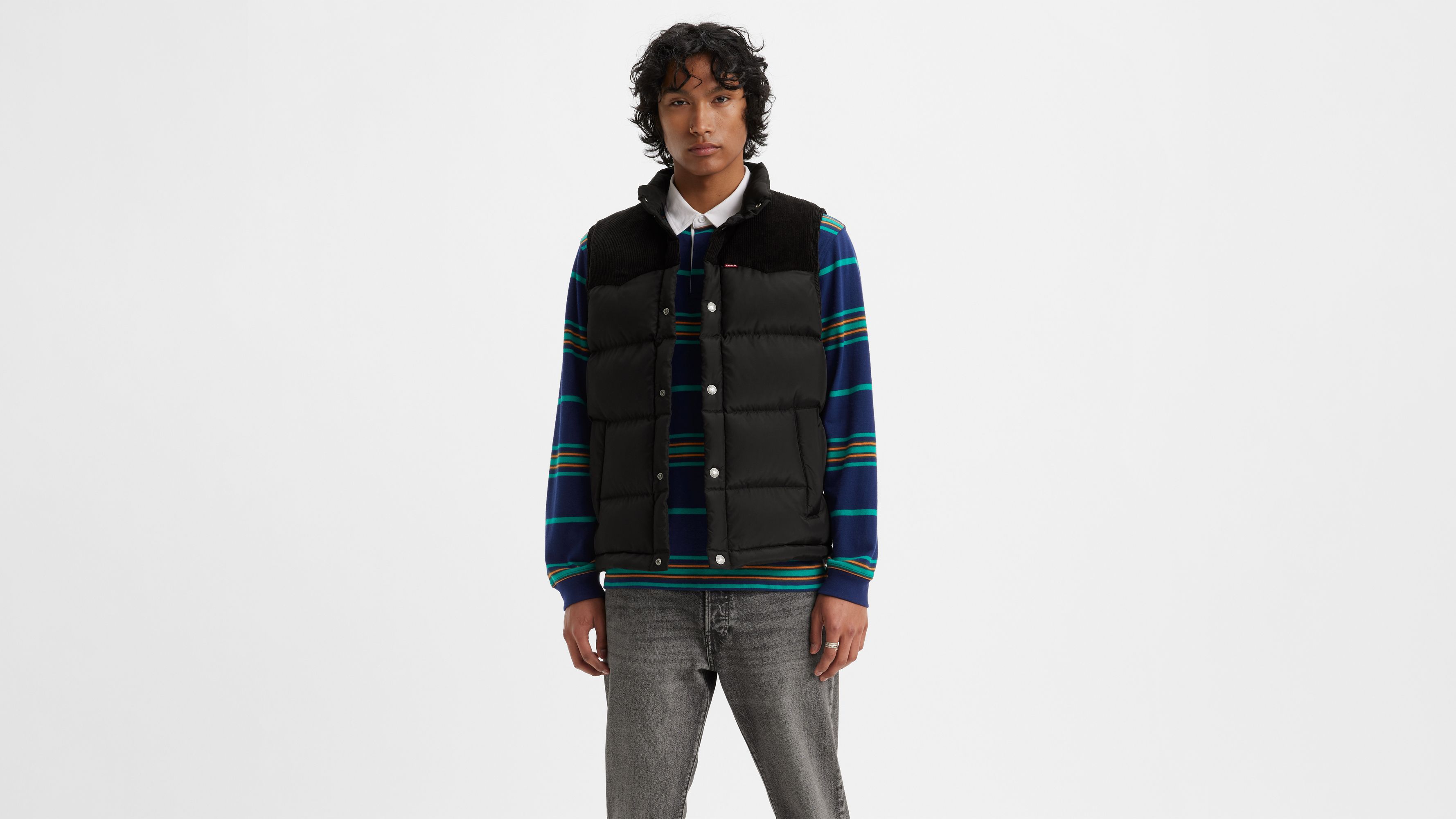 Levi's Western Super Puffer Vest - Men's - Blue Worn in M