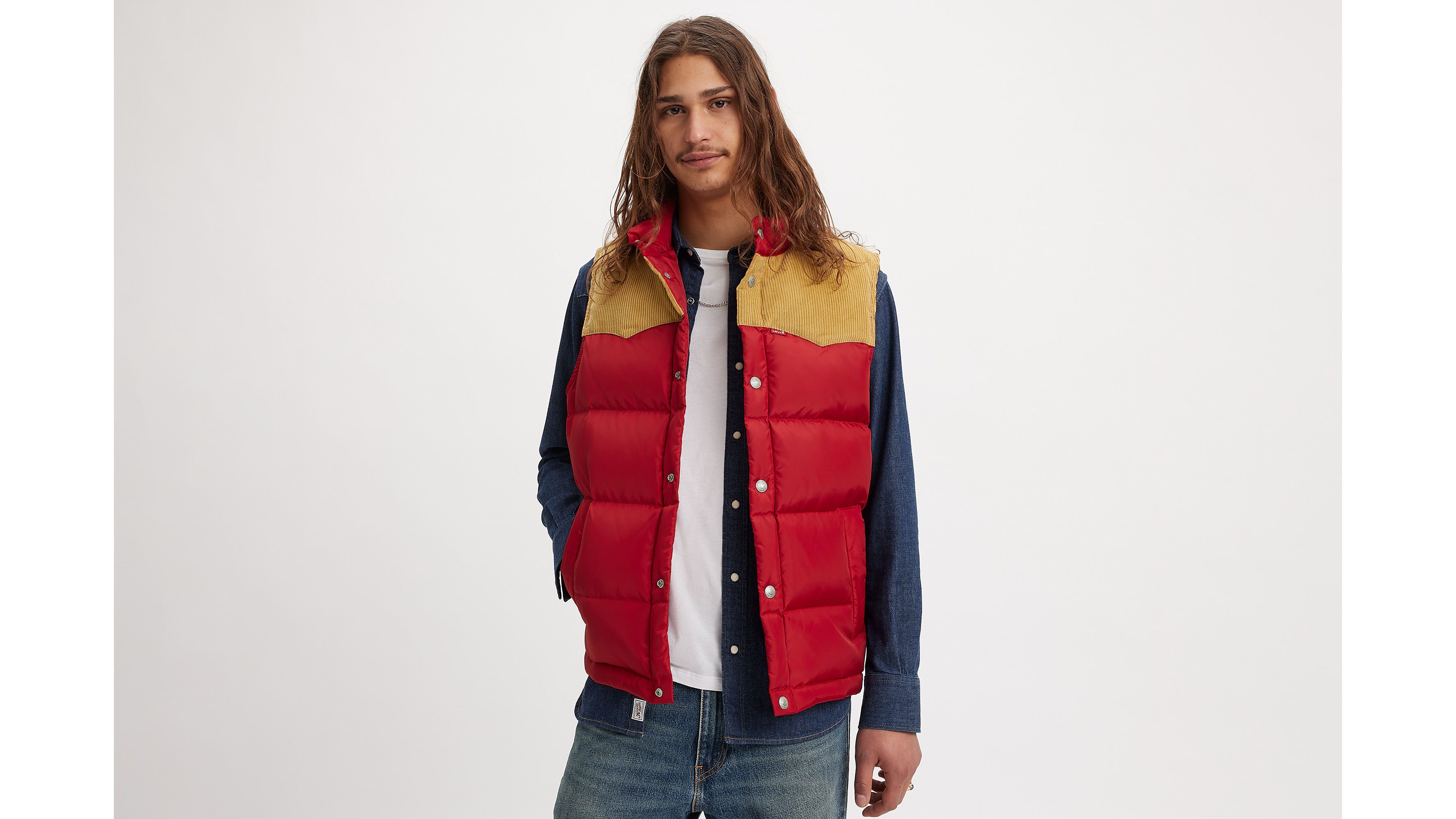 Mens western shop puffer vest