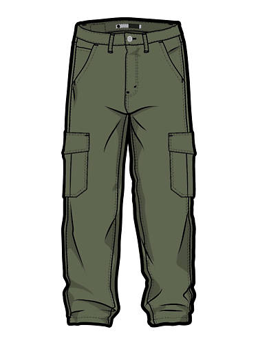 리바이스 Levi Silvertab Loose Cargo Mens Jeans,Four Leaf Clover - Green - Non-Stretch