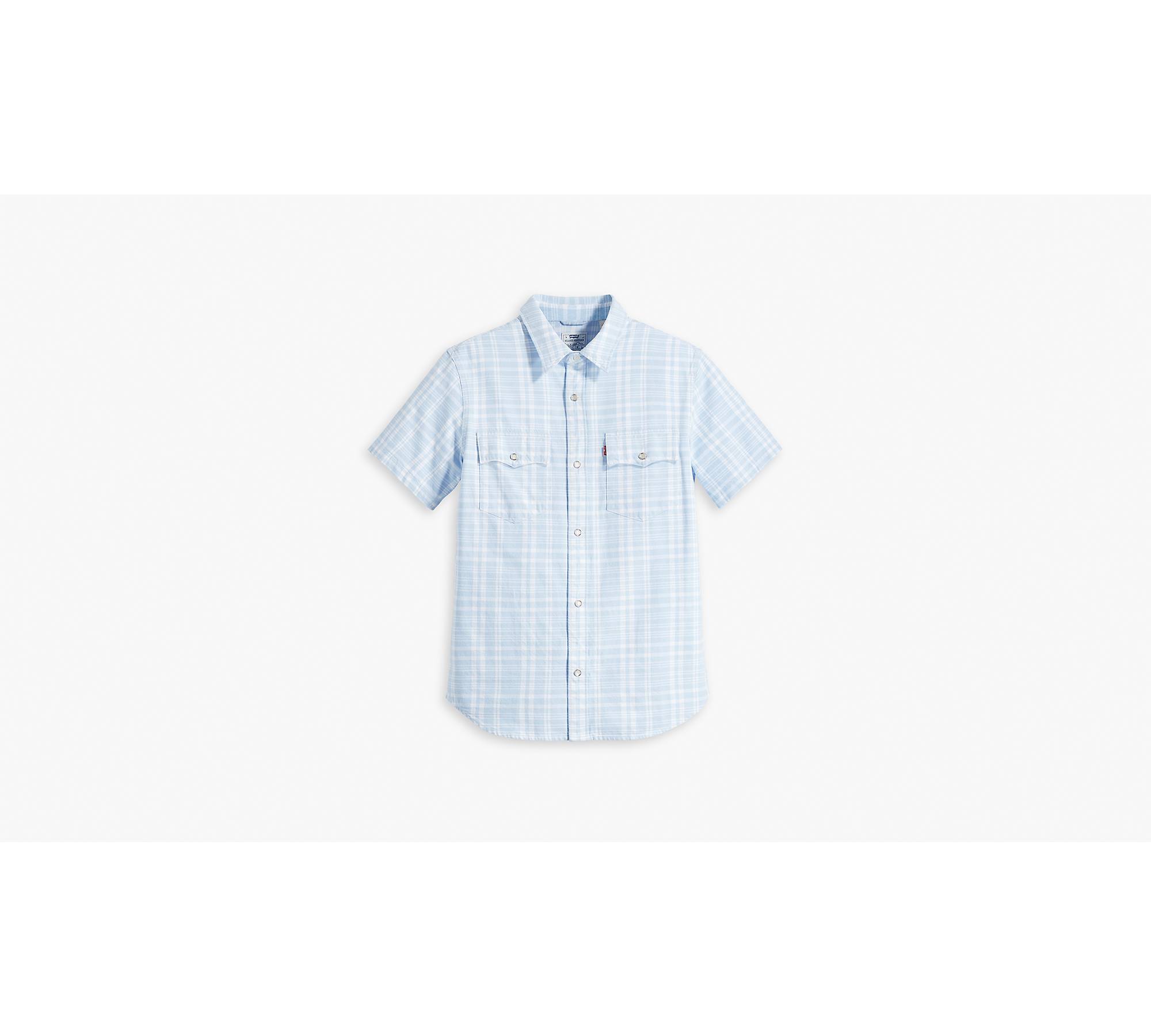 Short Sleeve Relaxed Fit Western Shirt - Light Wash