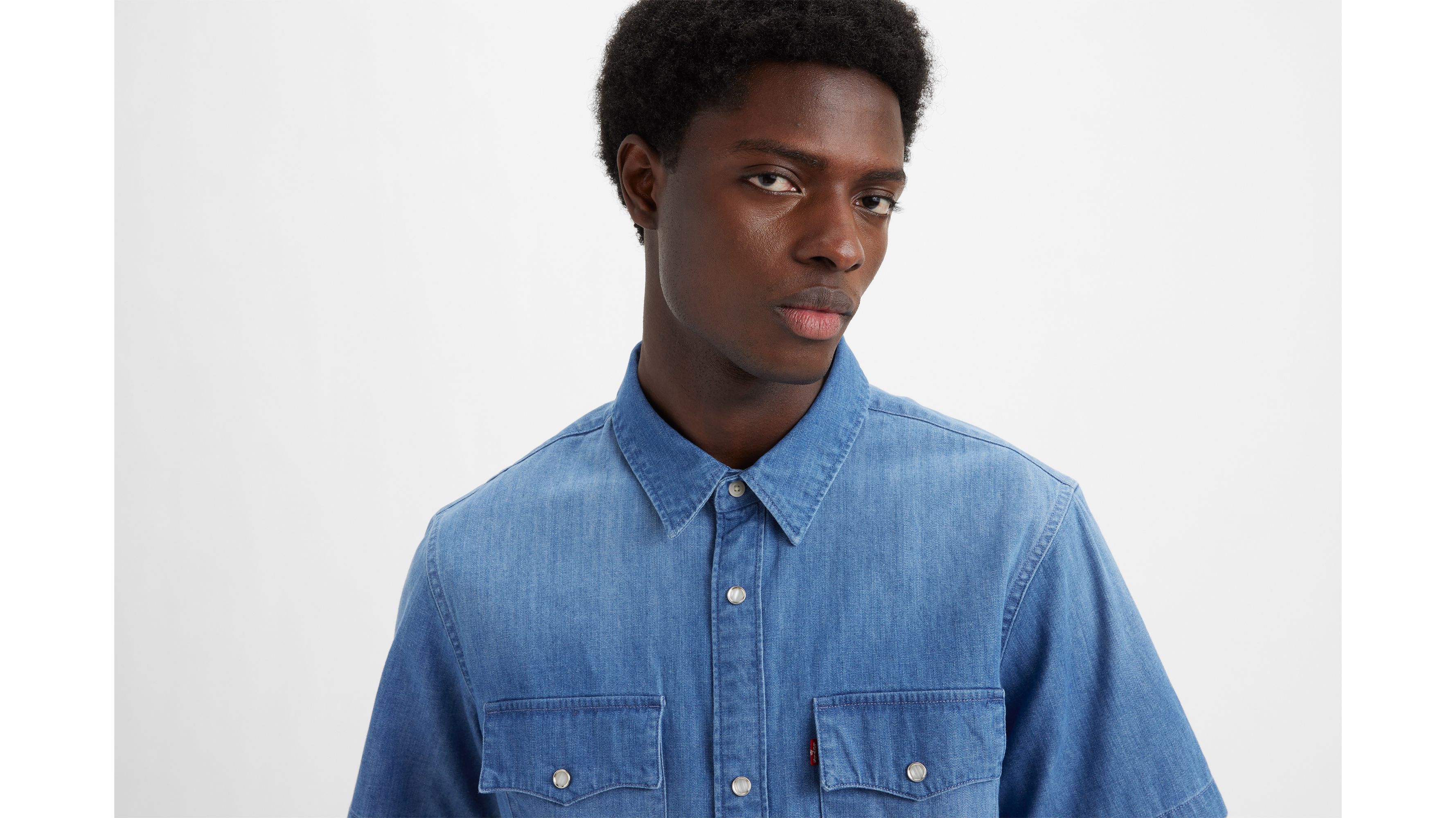 Male denim hot sale shirt