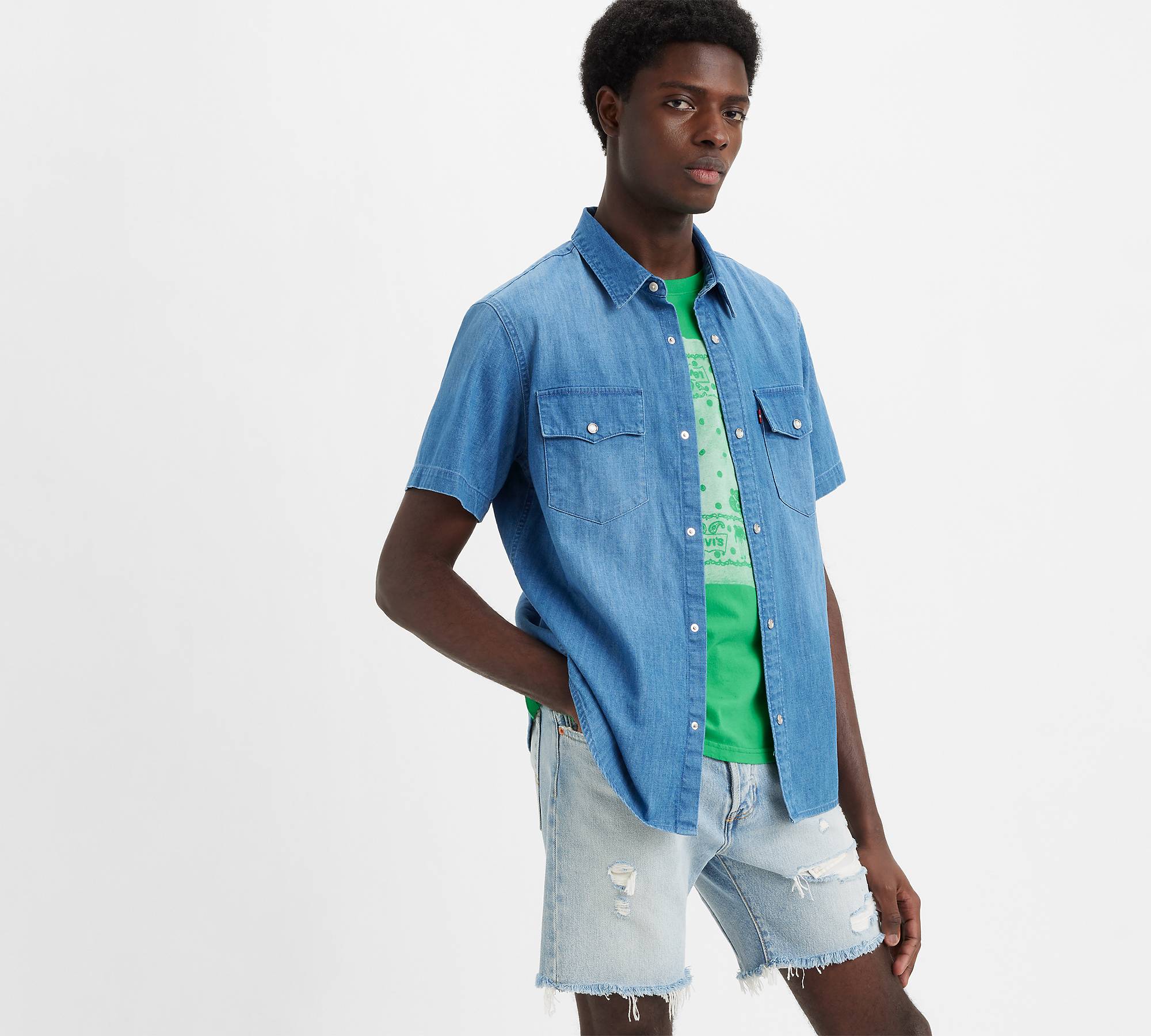 Short Sleeve Relaxed Fit Western Shirt - Light Wash | Levi's® US
