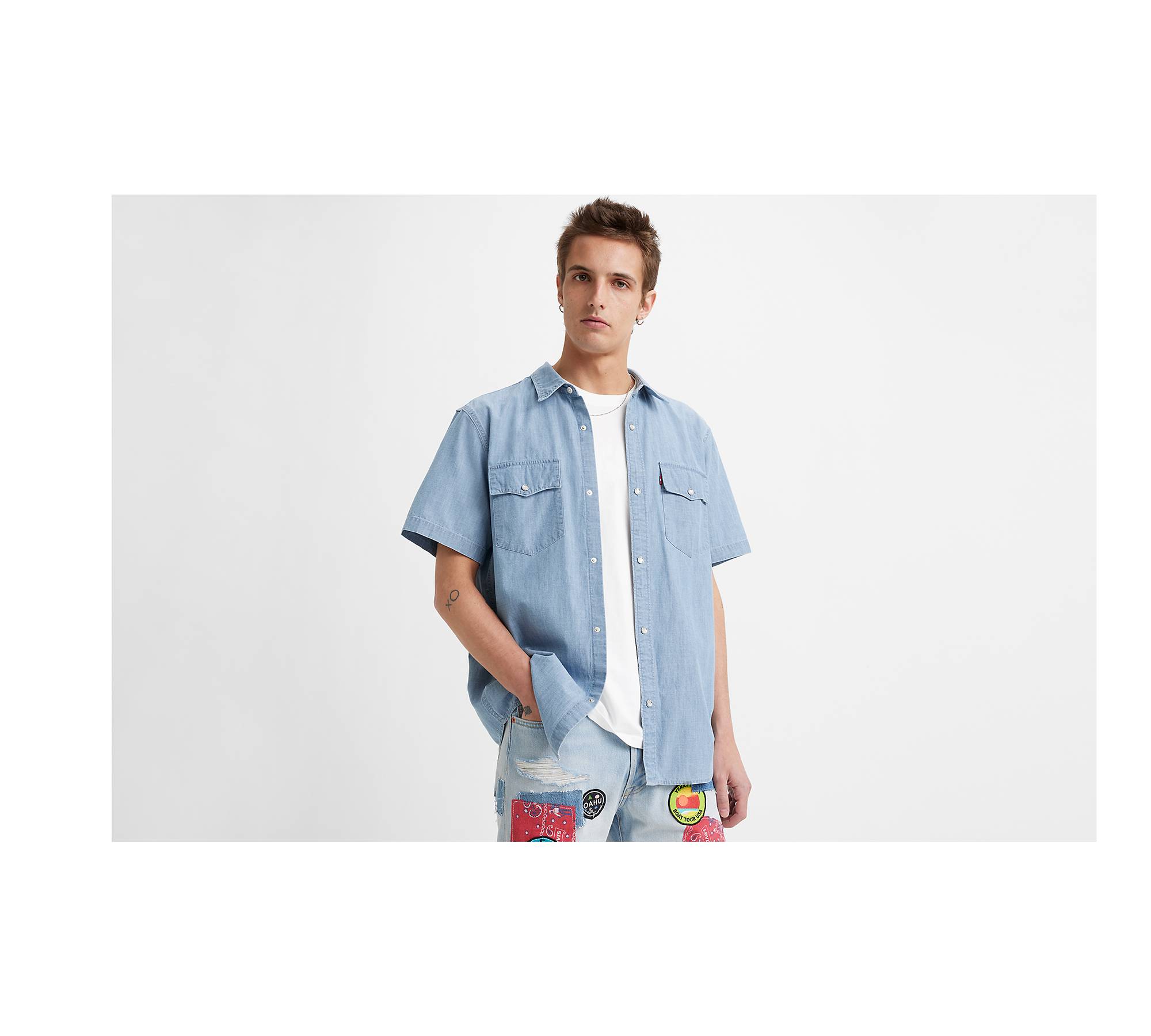 Short Sleeve Relaxed Fit Western Shirt - Blue | Levi's® KZ