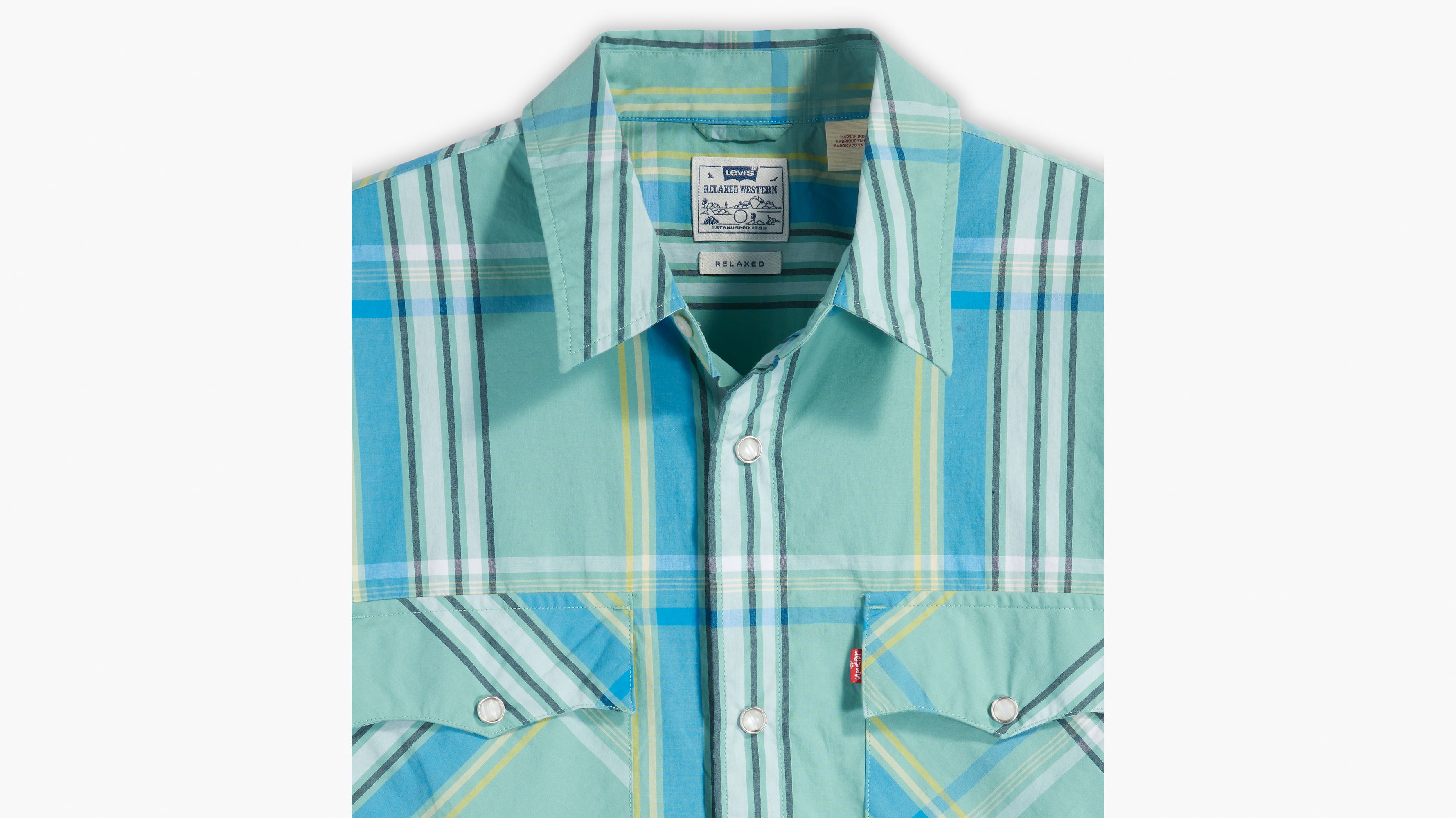 SS RELAXED FIT WESTERN WAAB PLAID WASABI 7