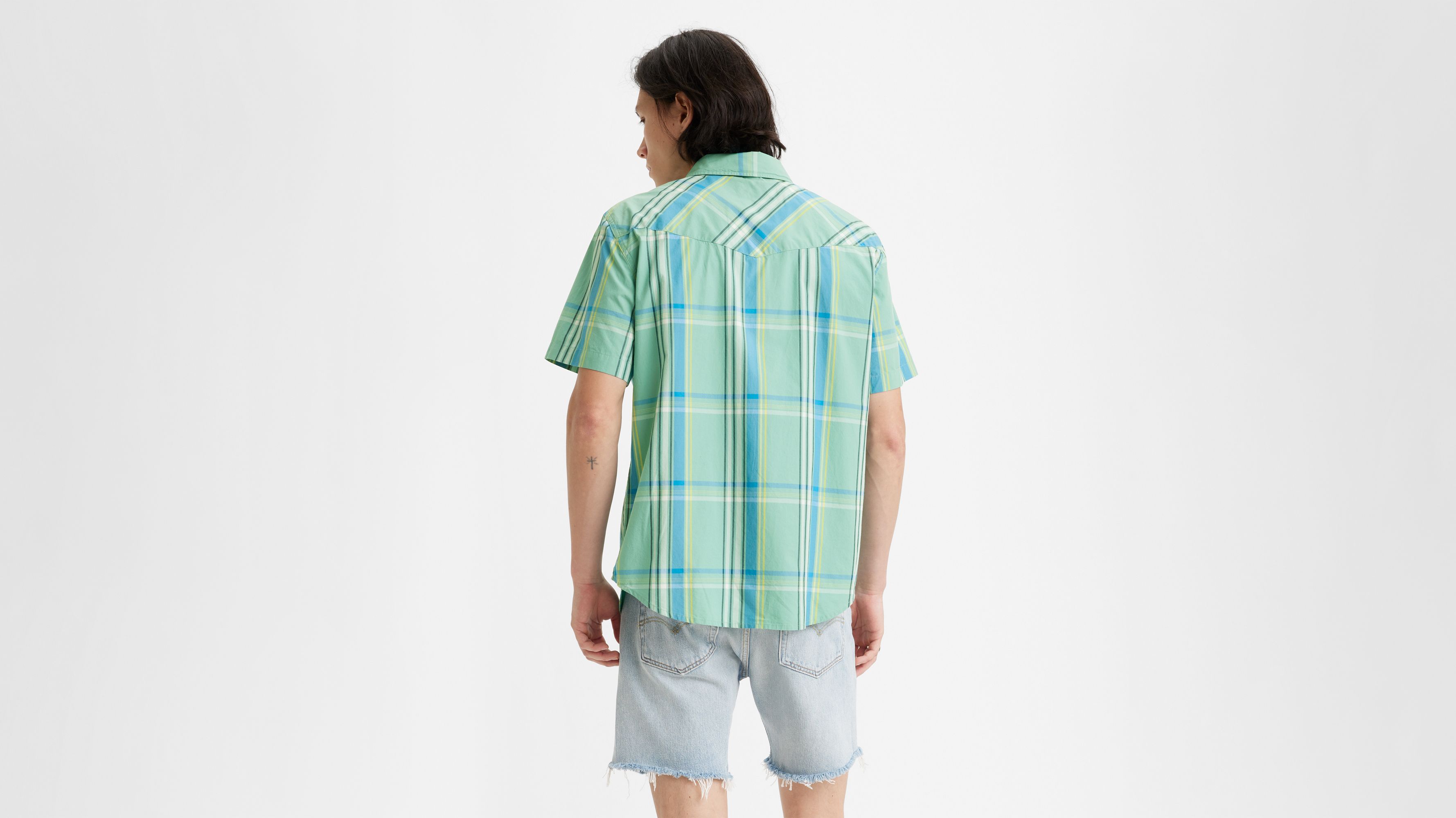 SS RELAXED FIT WESTERN WAAB PLAID WASABI 2