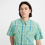 SS RELAXED FIT WESTERN WAAB PLAID WASABI 3