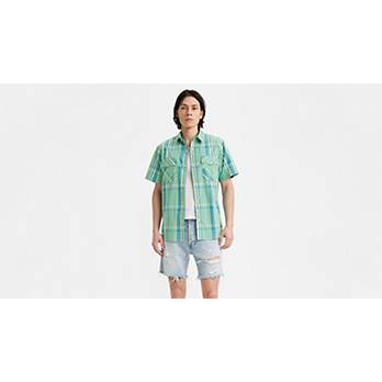 SS RELAXED FIT WESTERN WAAB PLAID WASABI 4