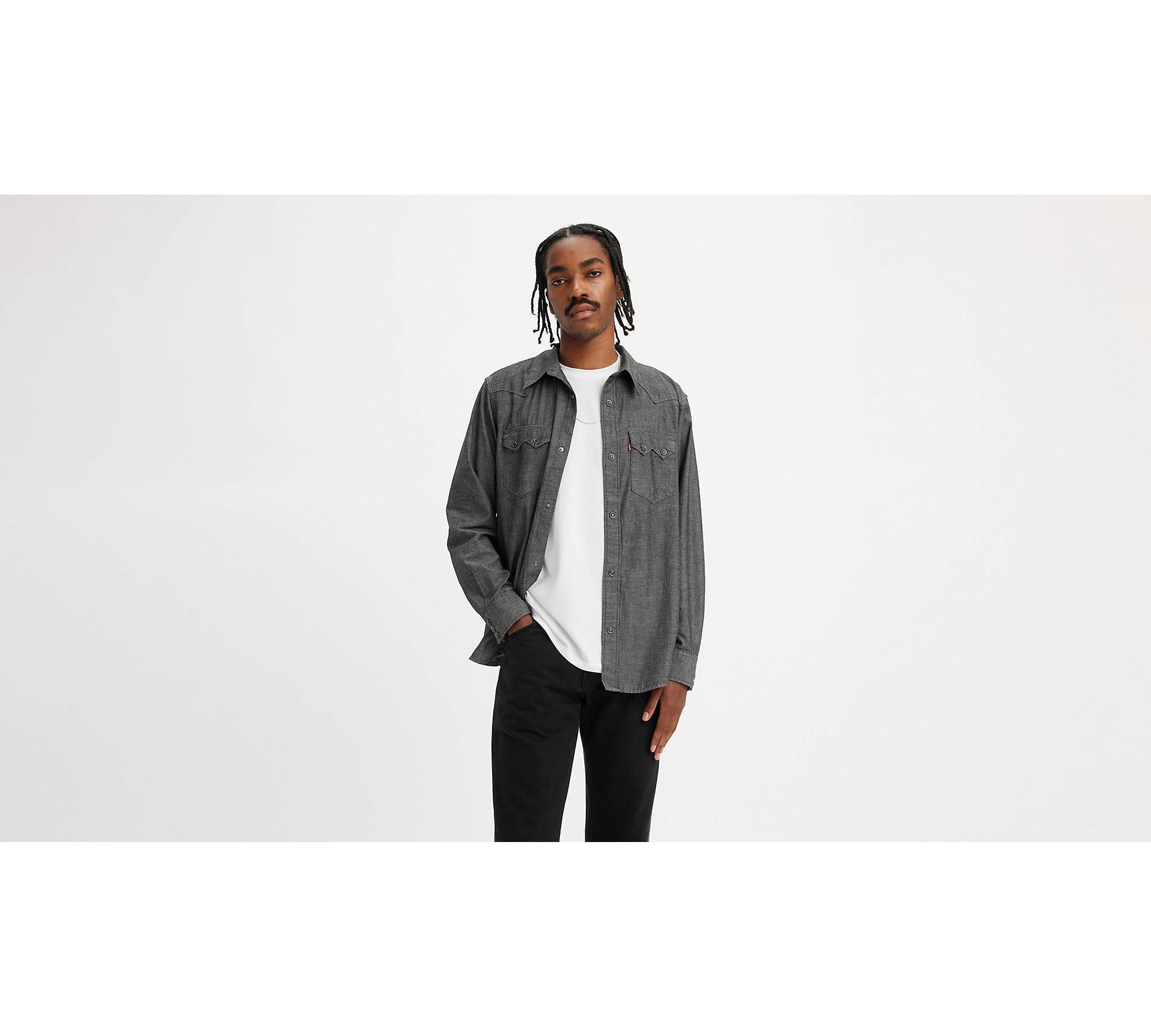 Sawtooth Relaxed Fit Western Shirt - Grey