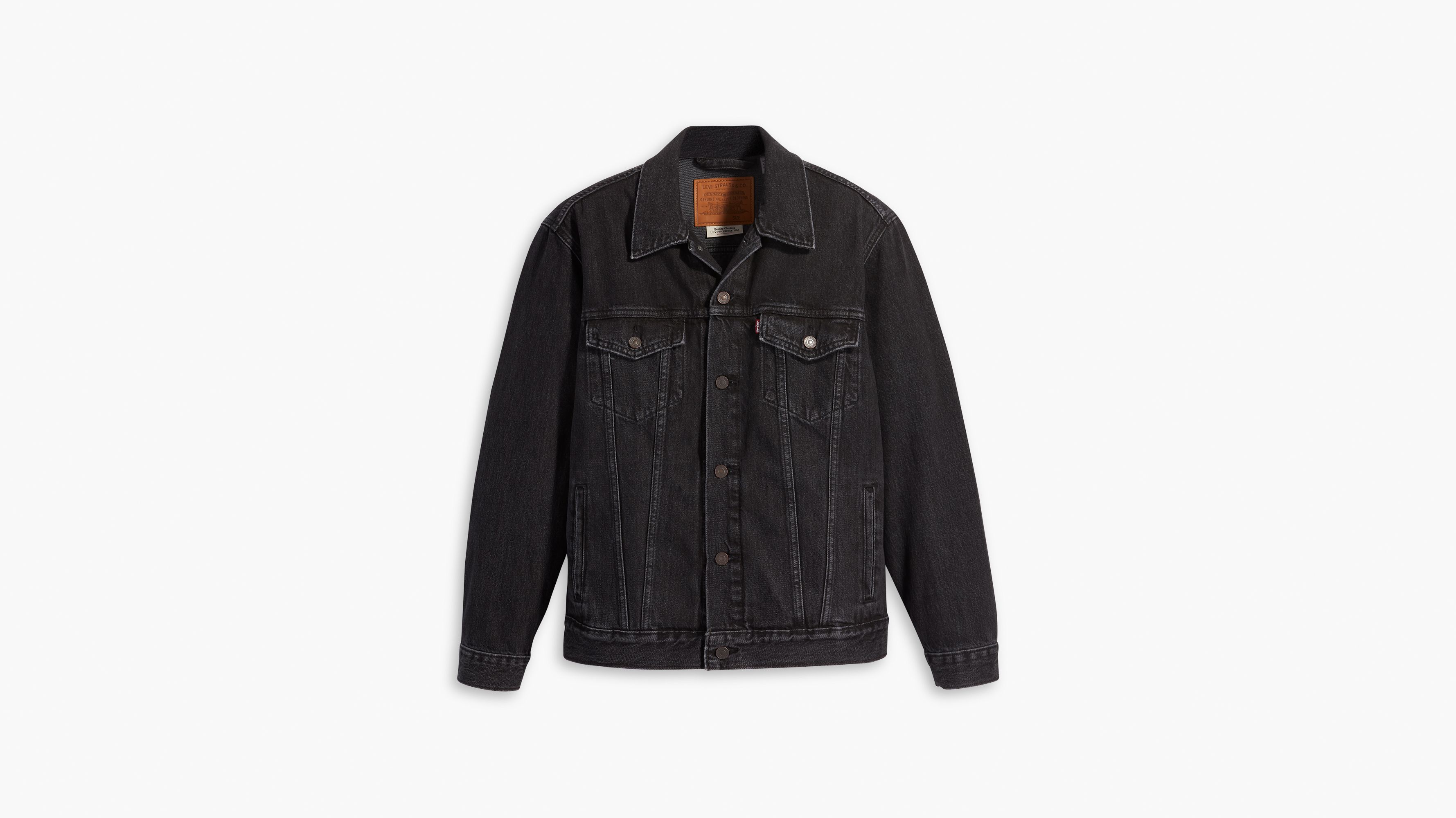 Vintage Relaxed Fit Trucker Jacket - Black