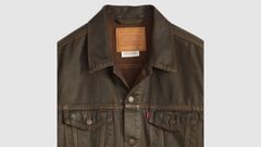Relaxed Fit Trucker Jacket — Brown Wood Coated - Brown 6