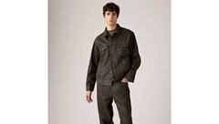 Relaxed Fit Trucker Jacket — Brown Wood Coated - Brown 1