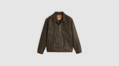 Relaxed Fit Trucker Jacket — Brown Wood Coated - Brown 5
