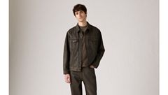 Relaxed Fit Trucker Jacket — Brown Wood Coated - Brown 2