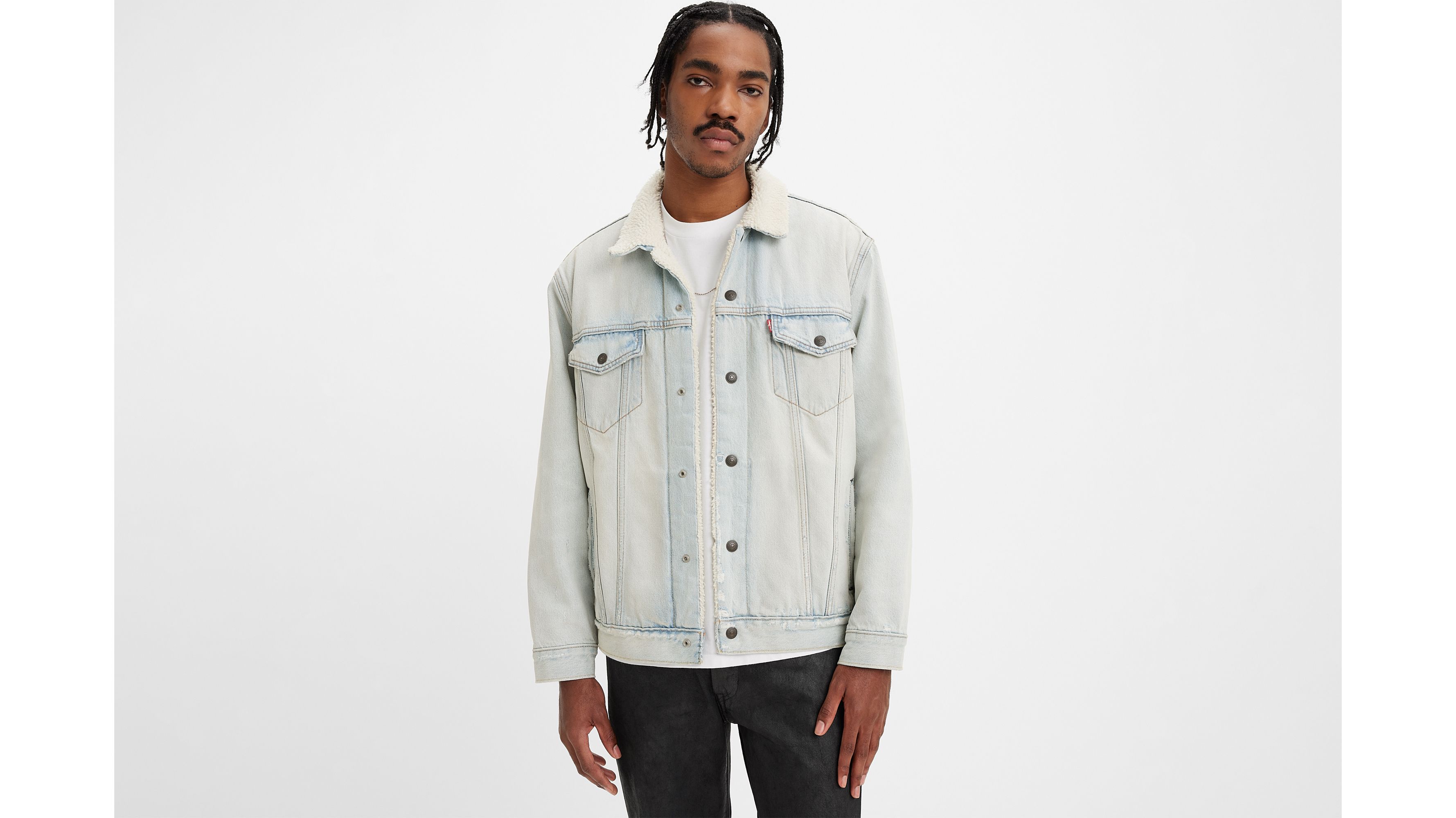 Relaxed Fit Sherpa Trucker Jacket Light Wash Levi s US